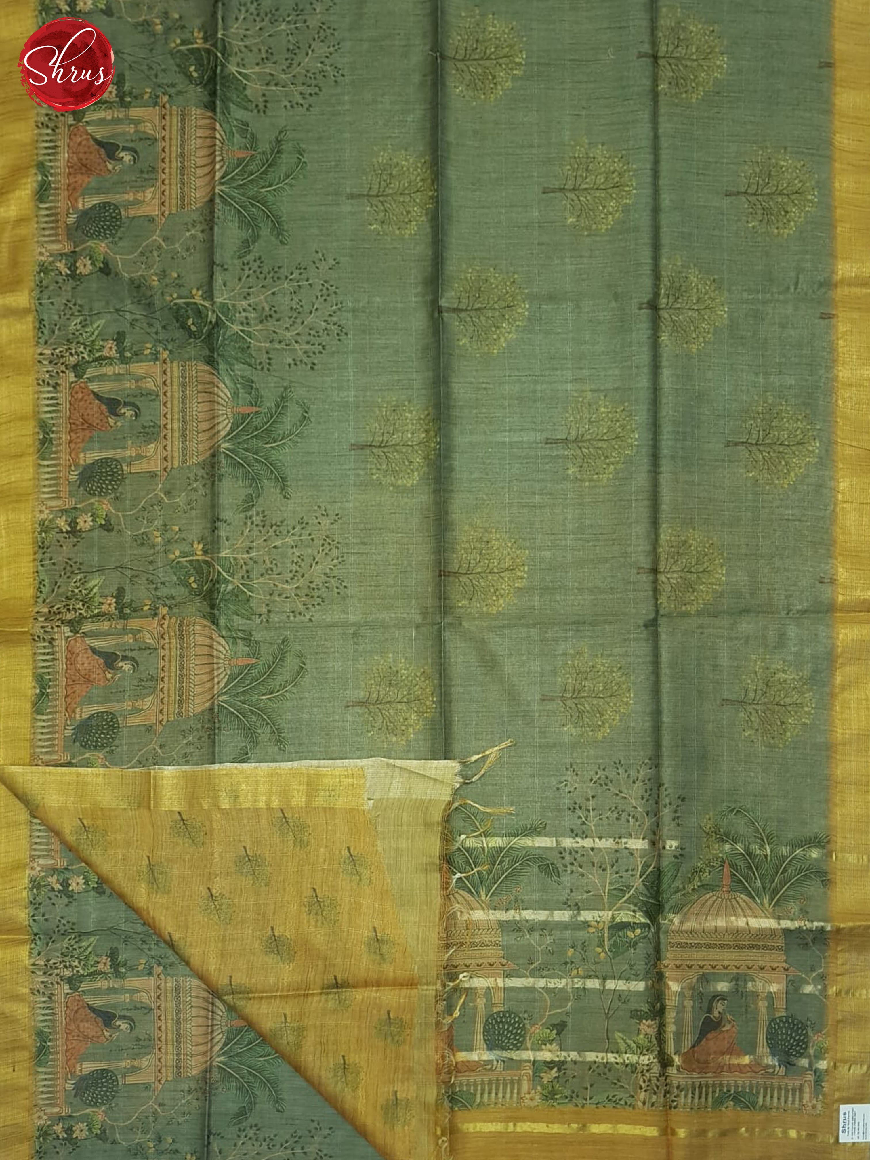 Green And Mustard- Semi Tussar Saree - Shop on ShrusEternity.com