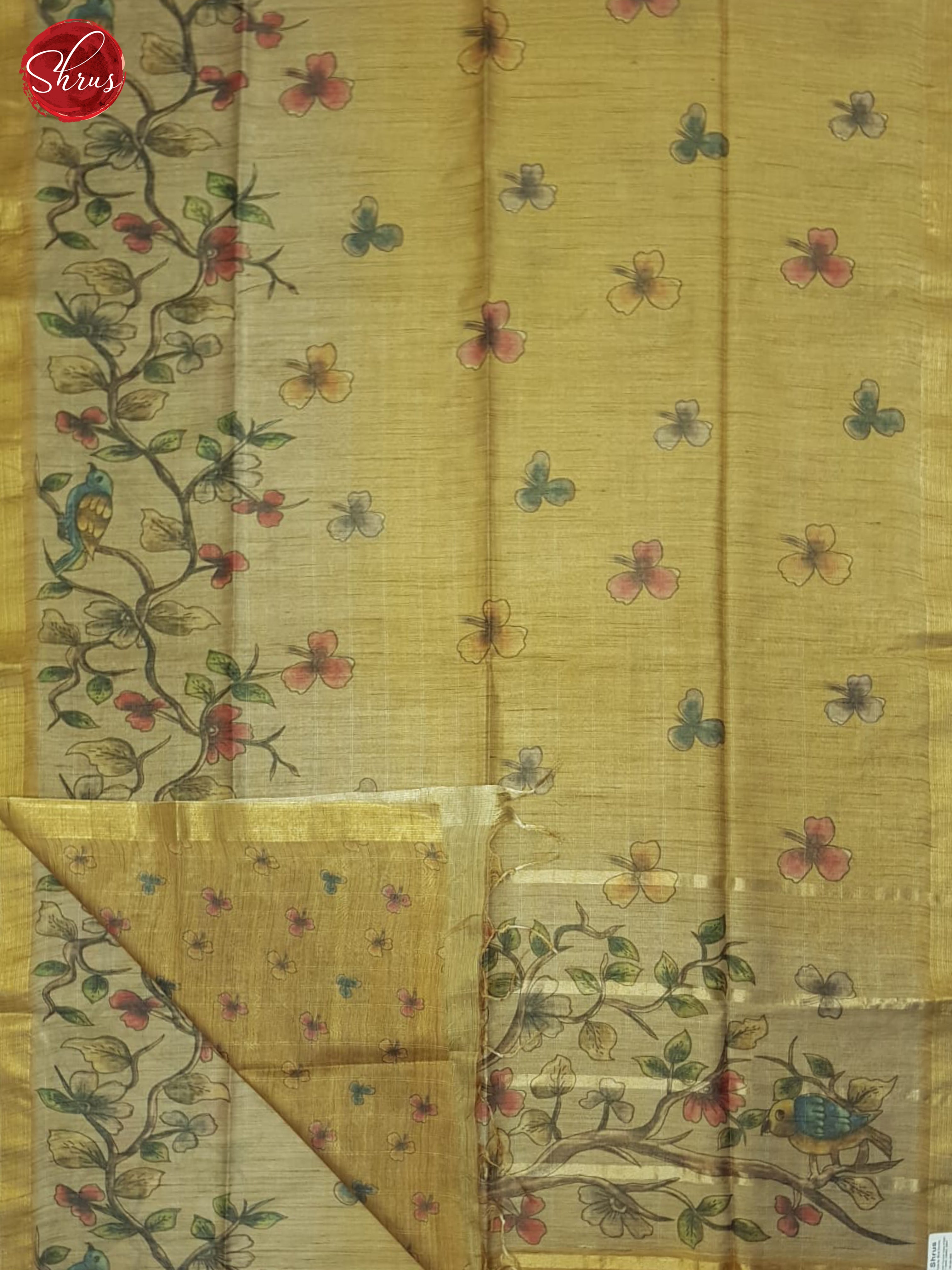 Beige & Mustard- Semi Tussar Saree - Shop on ShrusEternity.com