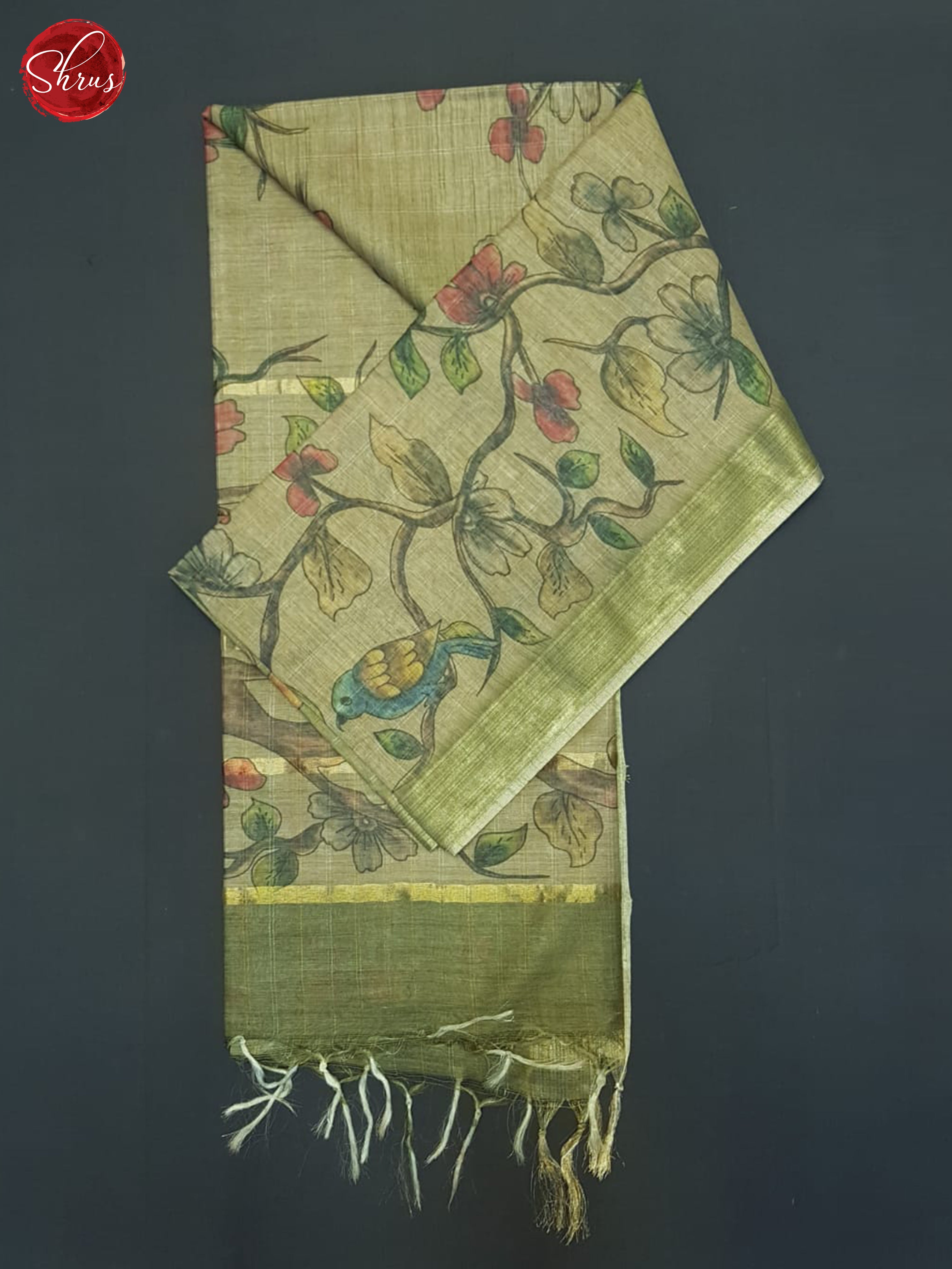 Brown & Green - Semi Tussar Saree - Shop on ShrusEternity.com