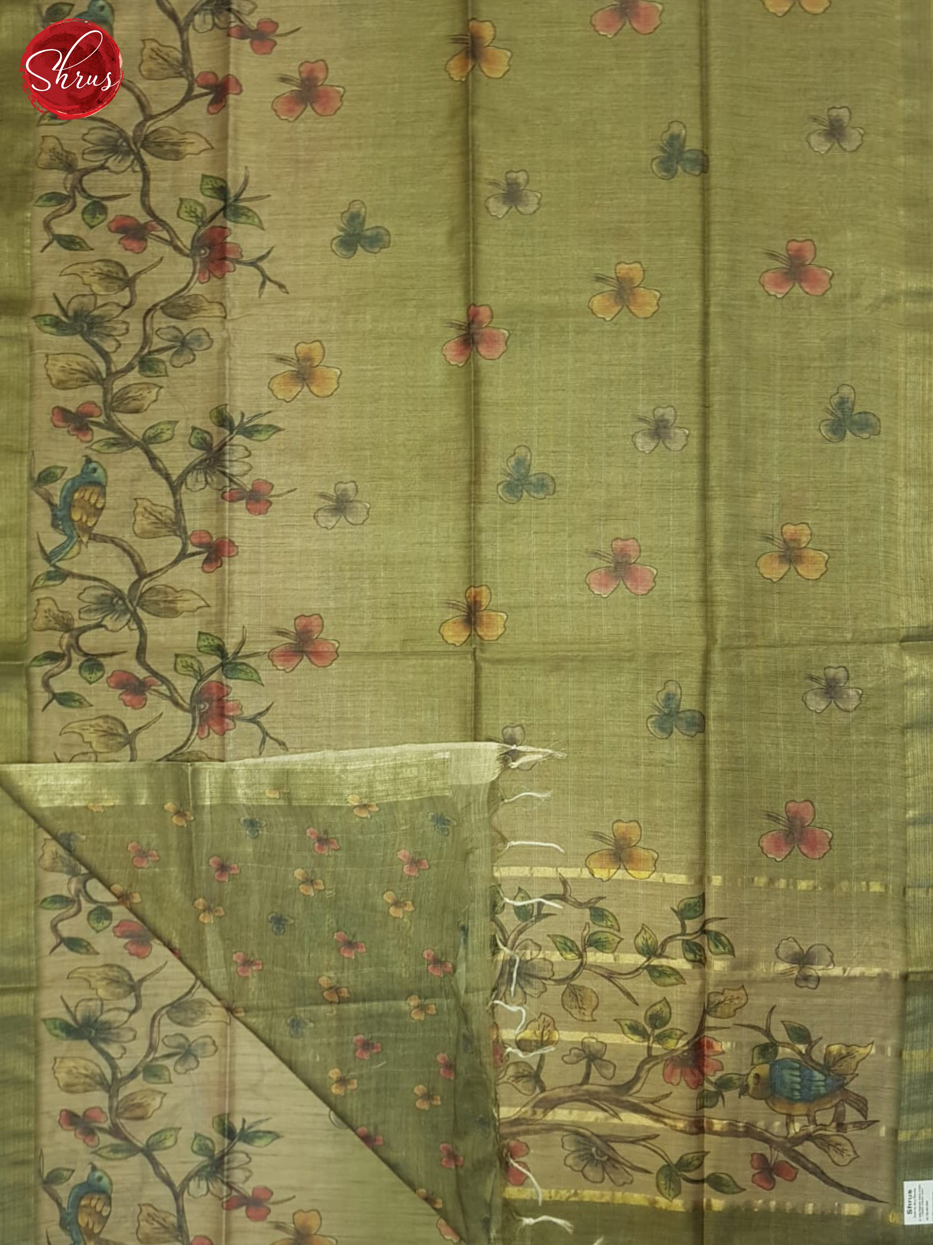 Brown & Green - Semi Tussar Saree - Shop on ShrusEternity.com