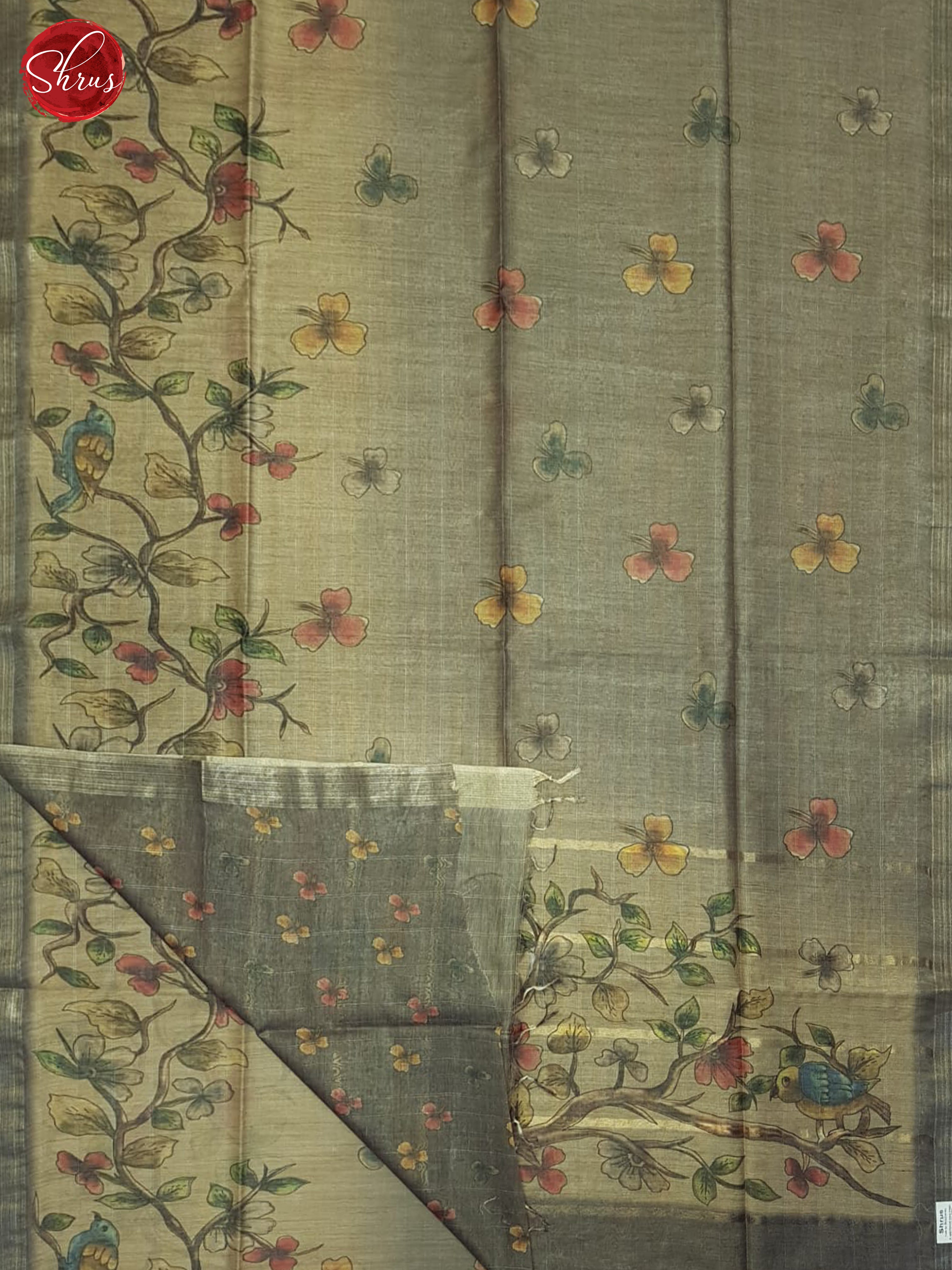 Brown & Grey - Semi Tussar Saree - Shop on ShrusEternity.com