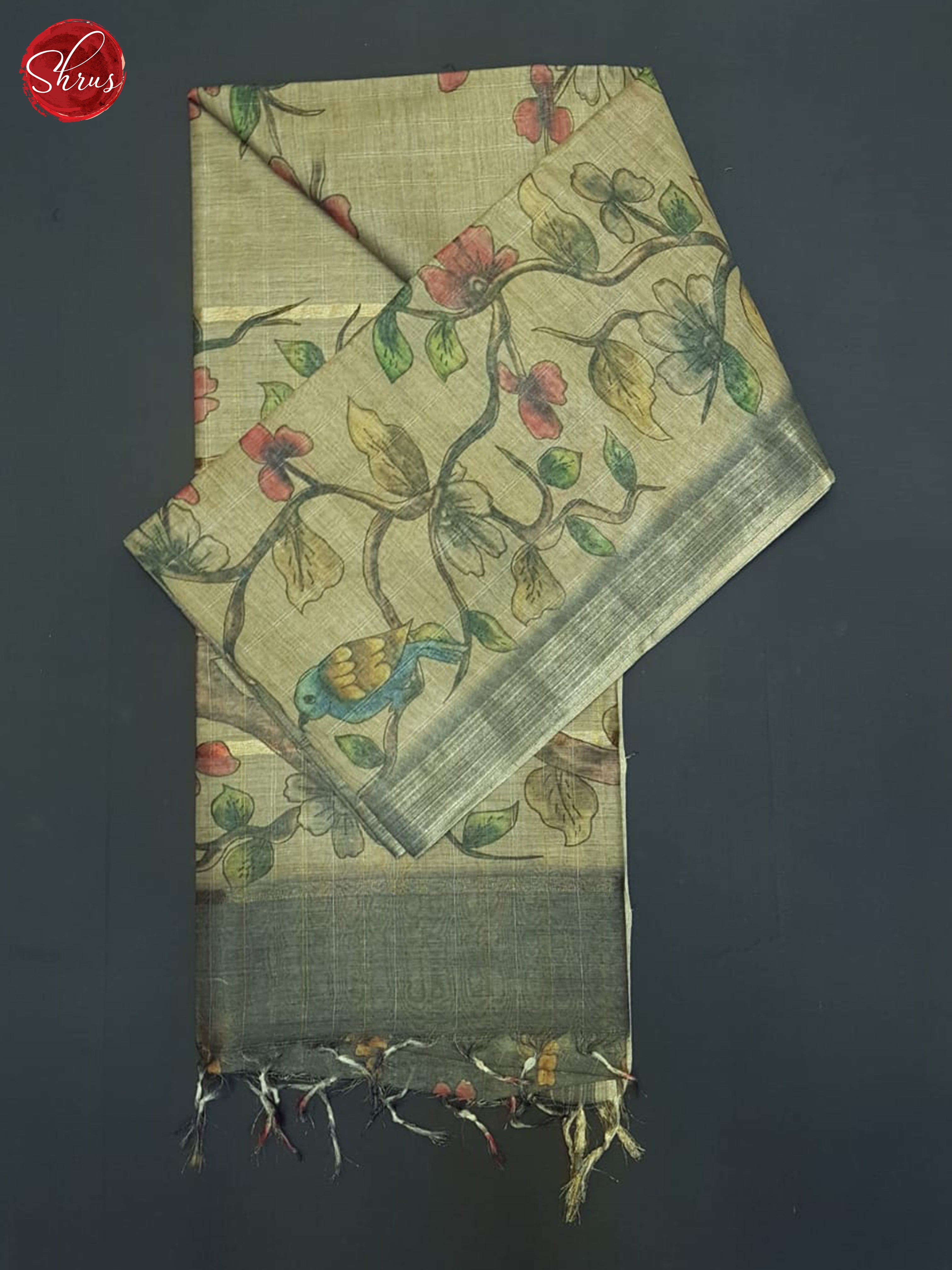 Brown & Grey - Semi Tussar Saree - Shop on ShrusEternity.com