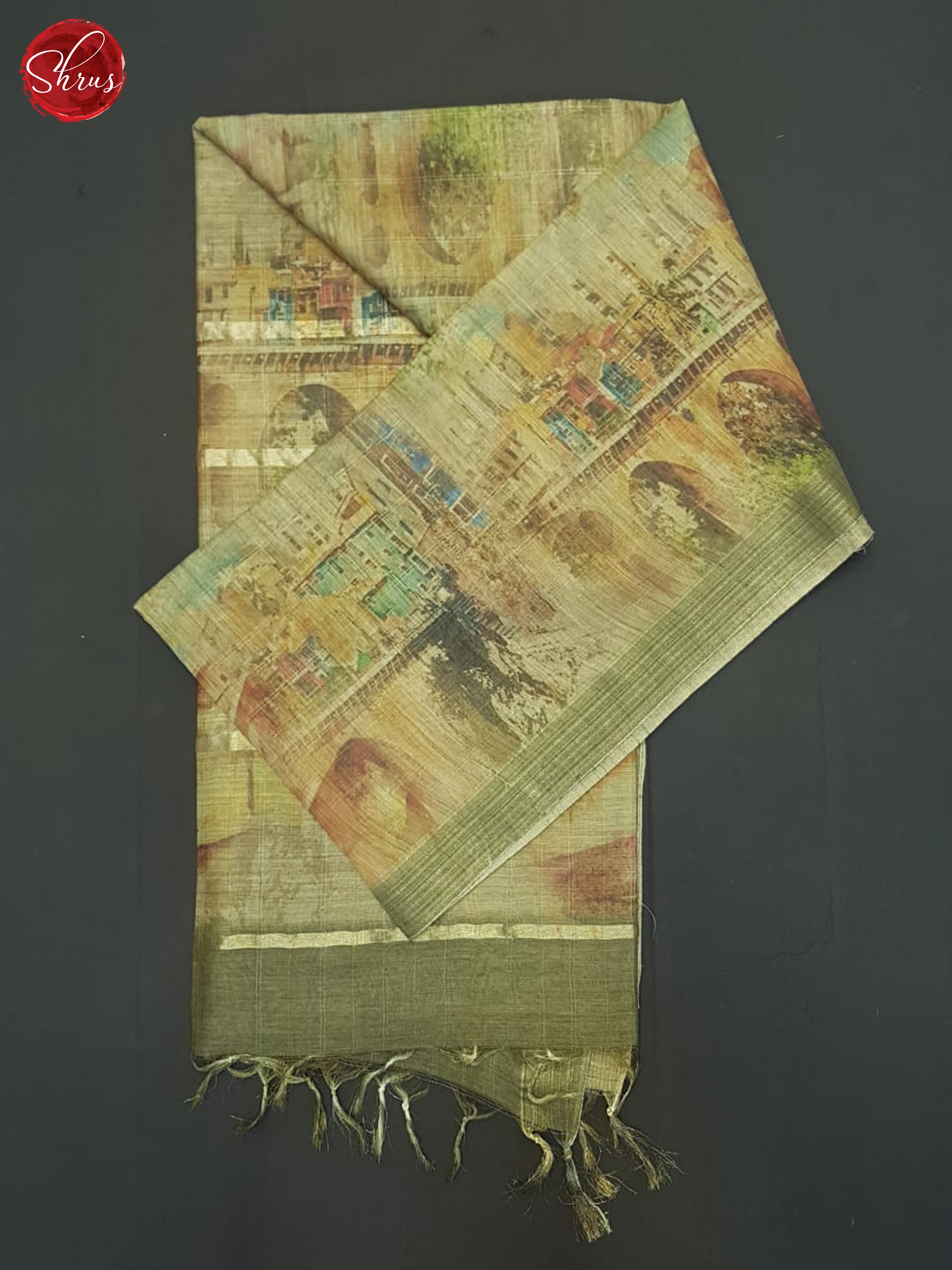 Beige & Green - Semi Tussar Saree - Shop on ShrusEternity.com