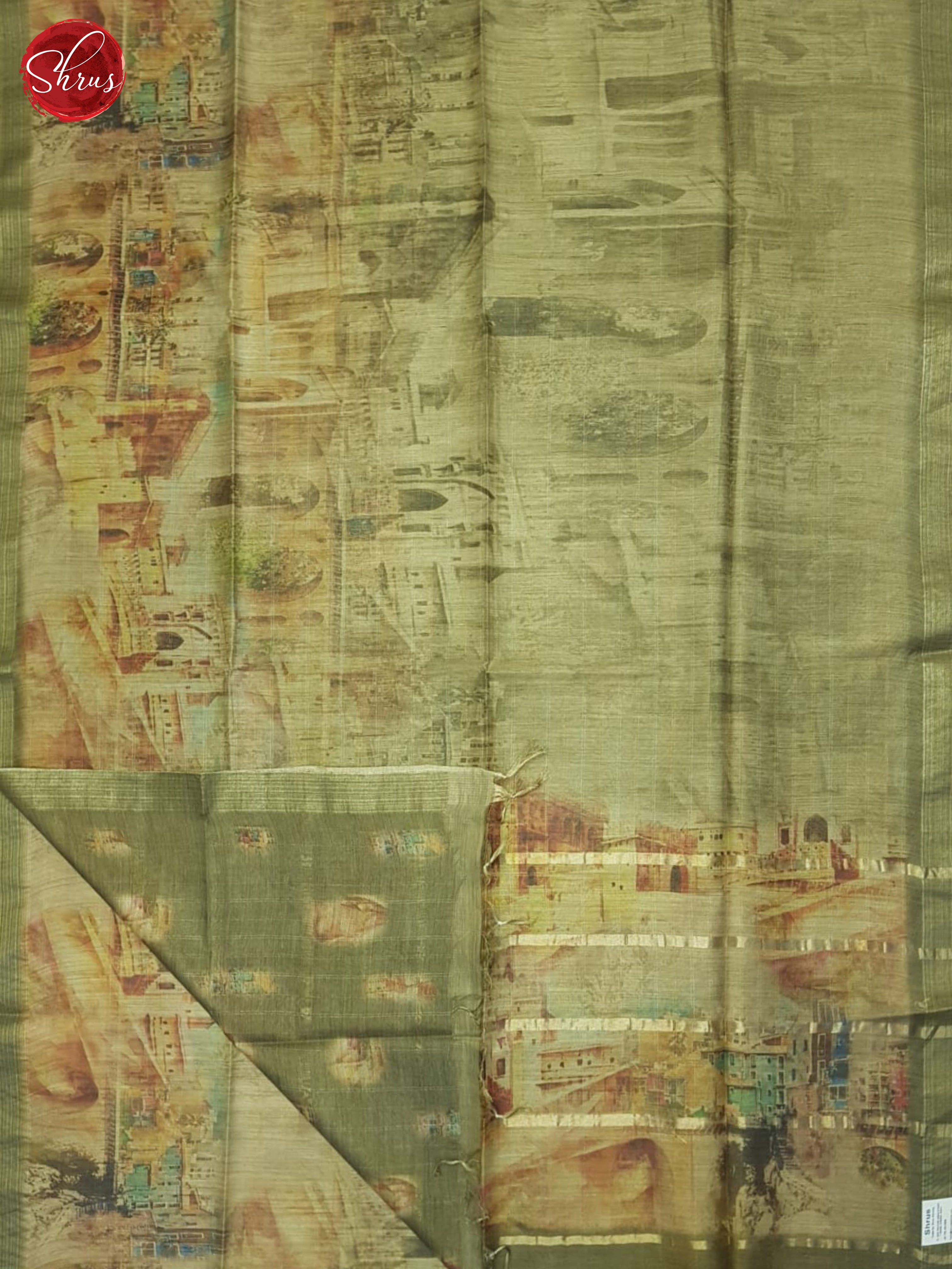 Beige & Green - Semi Tussar Saree - Shop on ShrusEternity.com