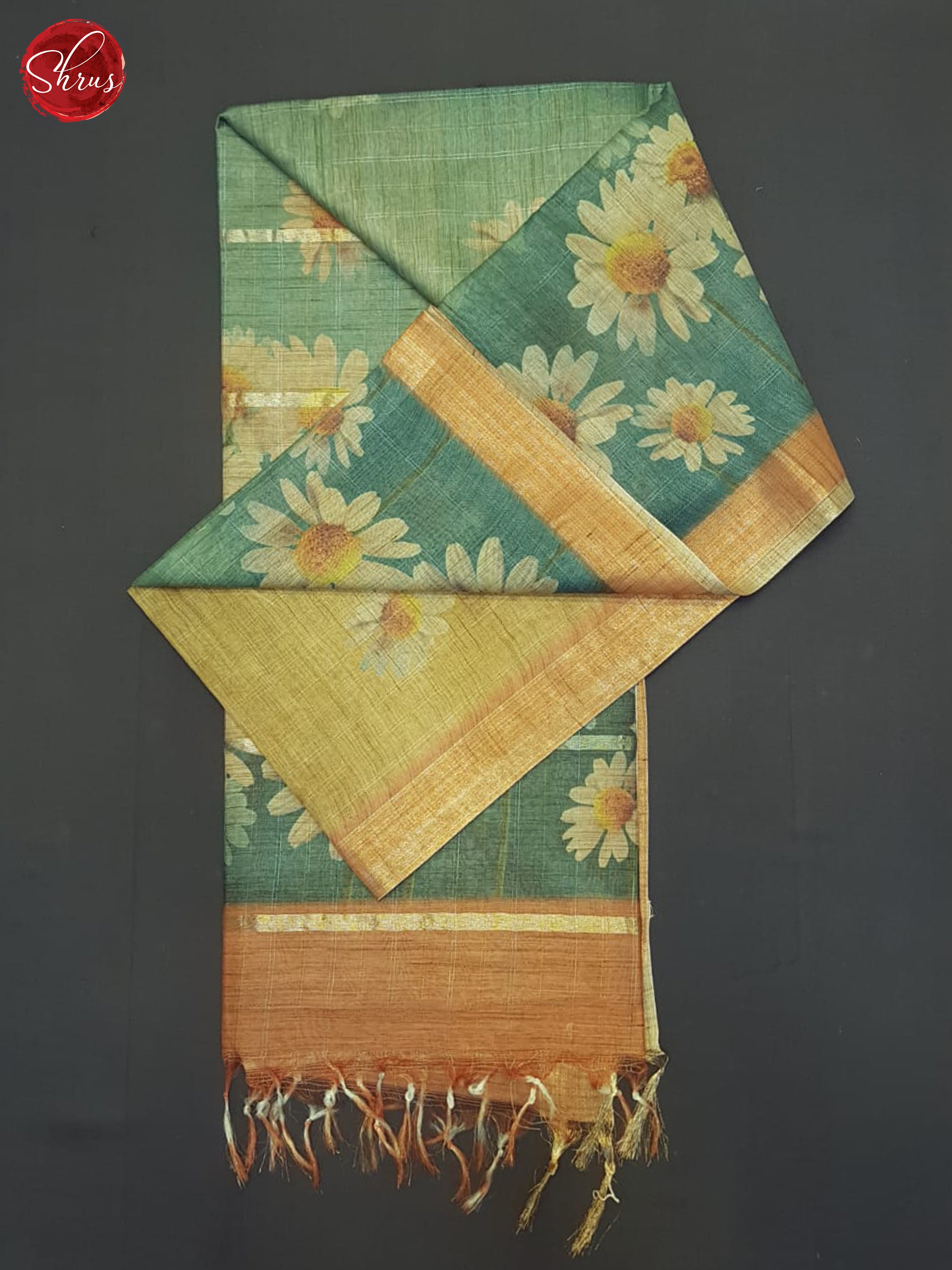 Mustard And Green- Semi Tussar Saree - Shop on ShrusEternity.com