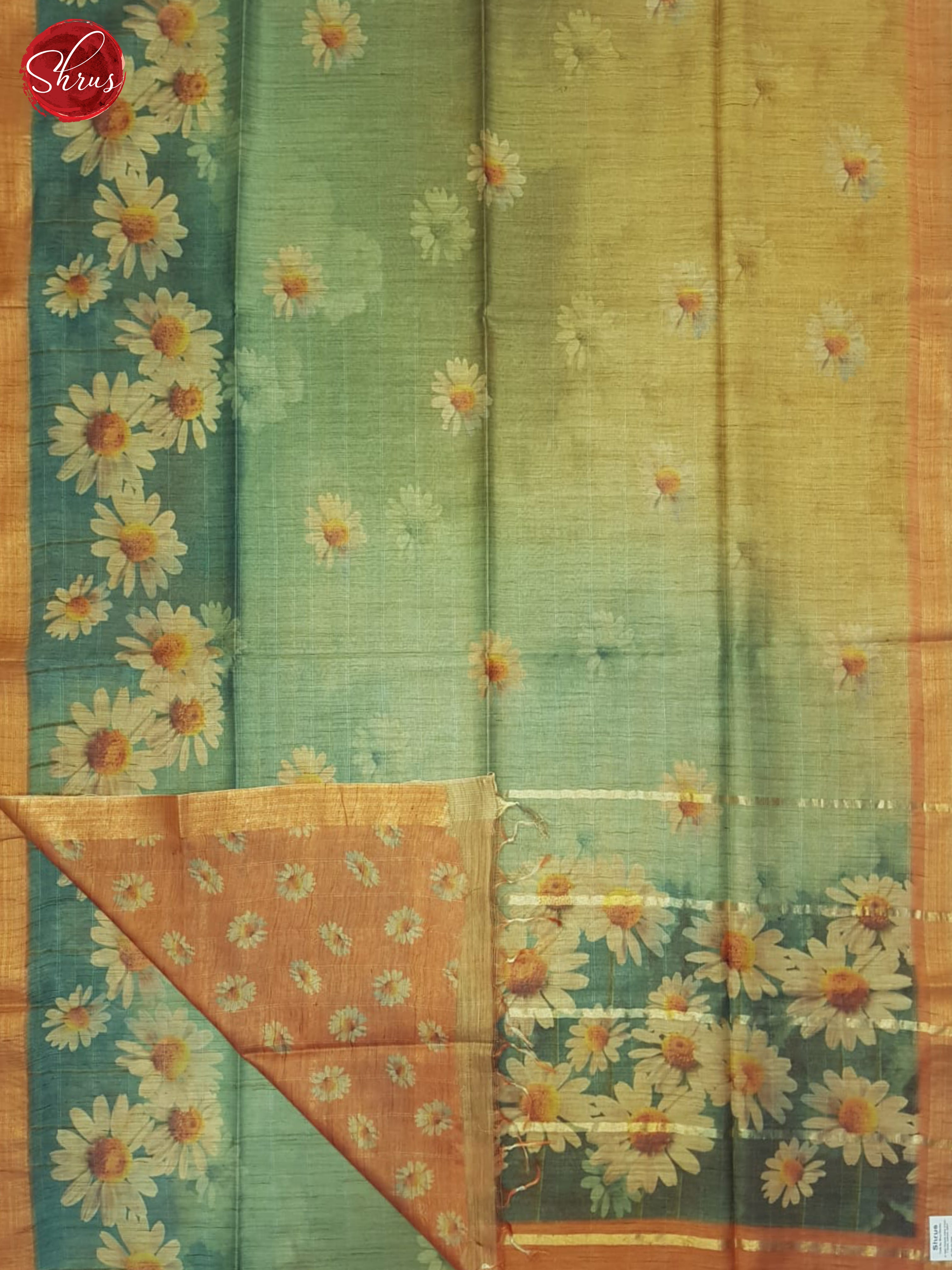 Mustard And Green- Semi Tussar Saree - Shop on ShrusEternity.com