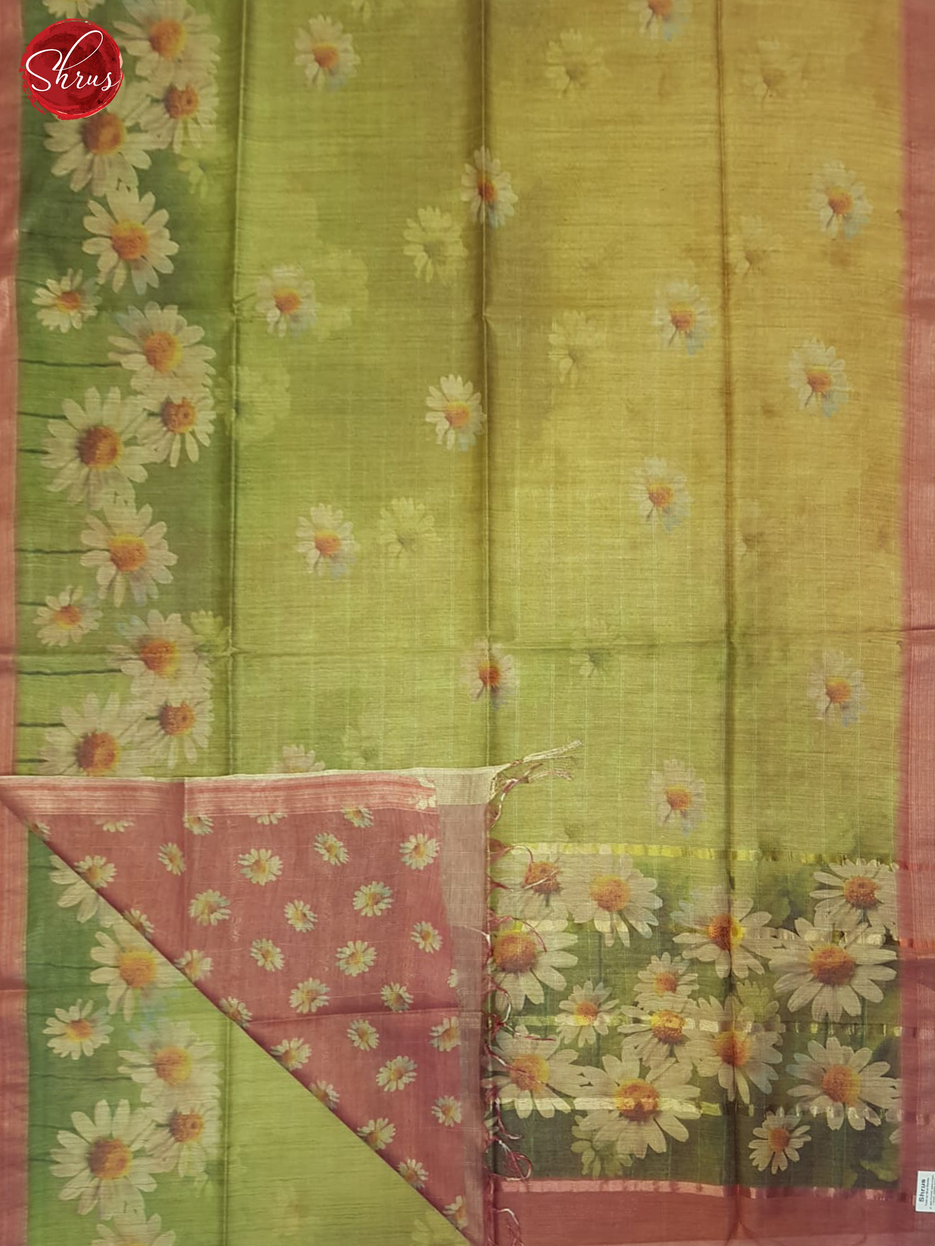 Green And Pink- Semi Tussar Saree - Shop on ShrusEternity.com