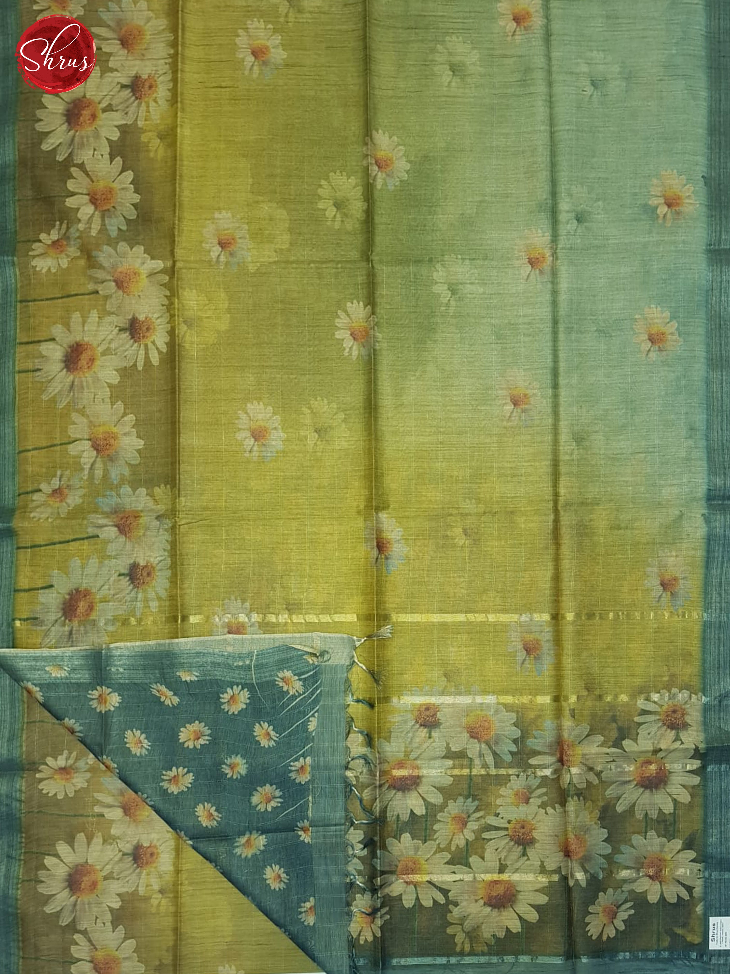 Green And Blue- Semi Tussar Saree - Shop on ShrusEternity.com