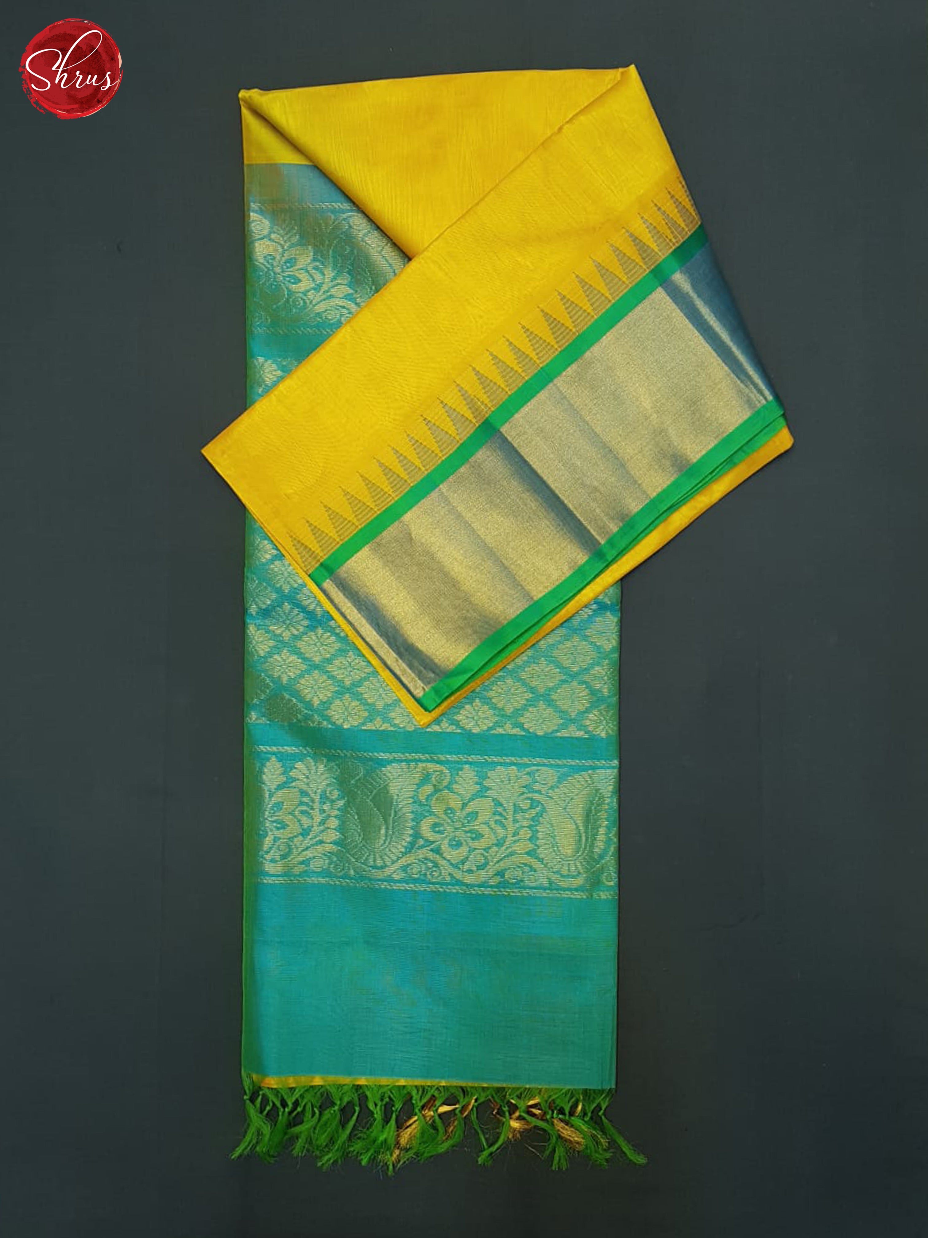 Yellow And Green-Silk Cotton Saree - Shop on ShrusEternity.com