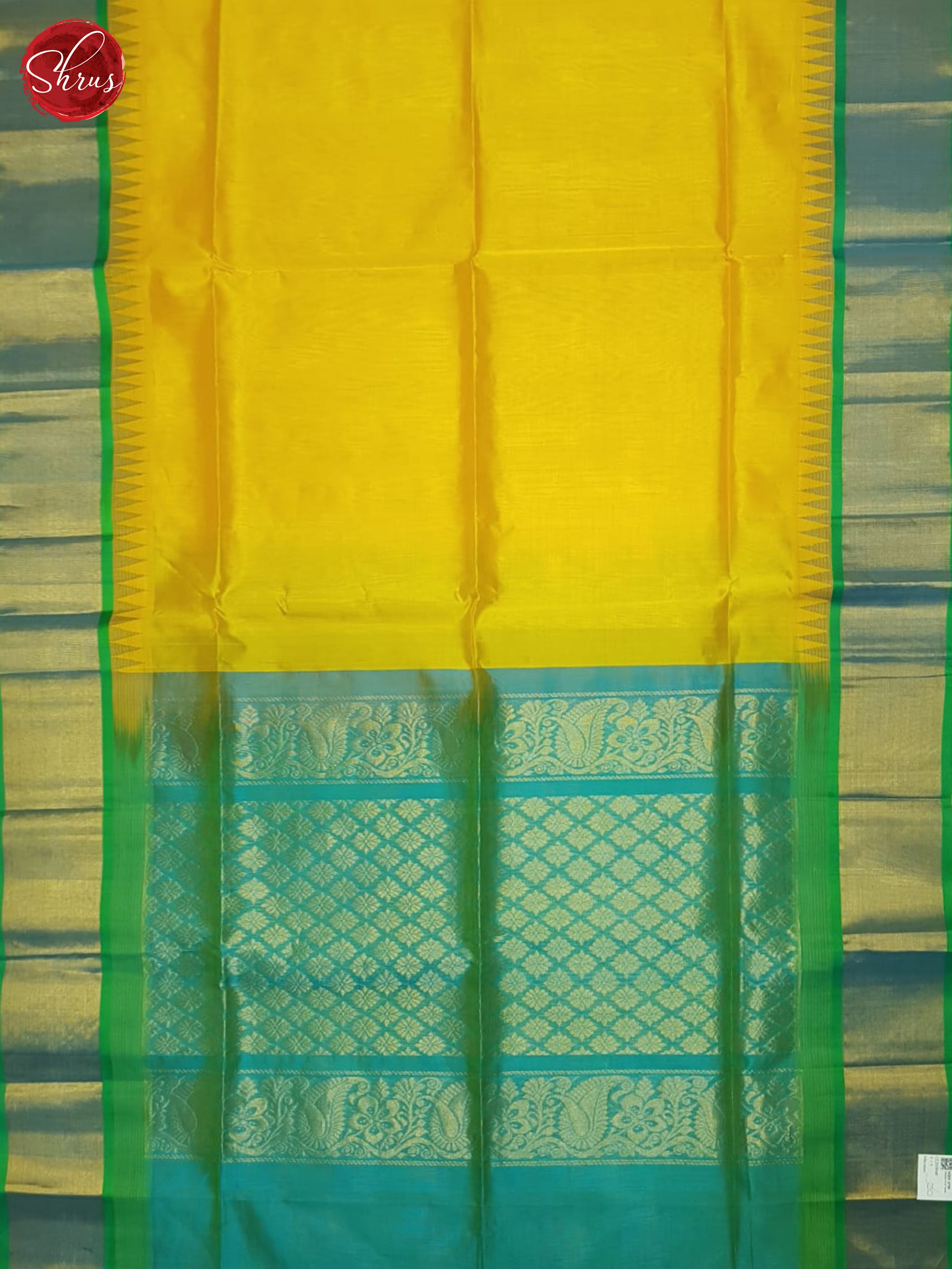 Yellow And Green-Silk Cotton Saree - Shop on ShrusEternity.com