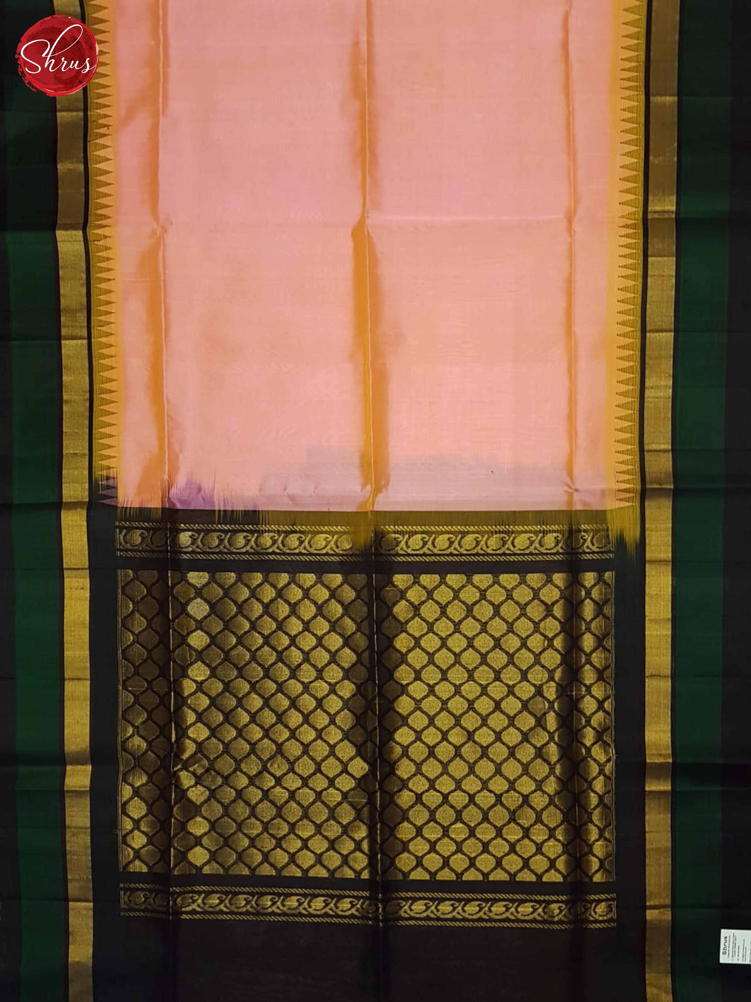 Baby Pink And Black-SILK cotton saree - Shop on ShrusEternity.com