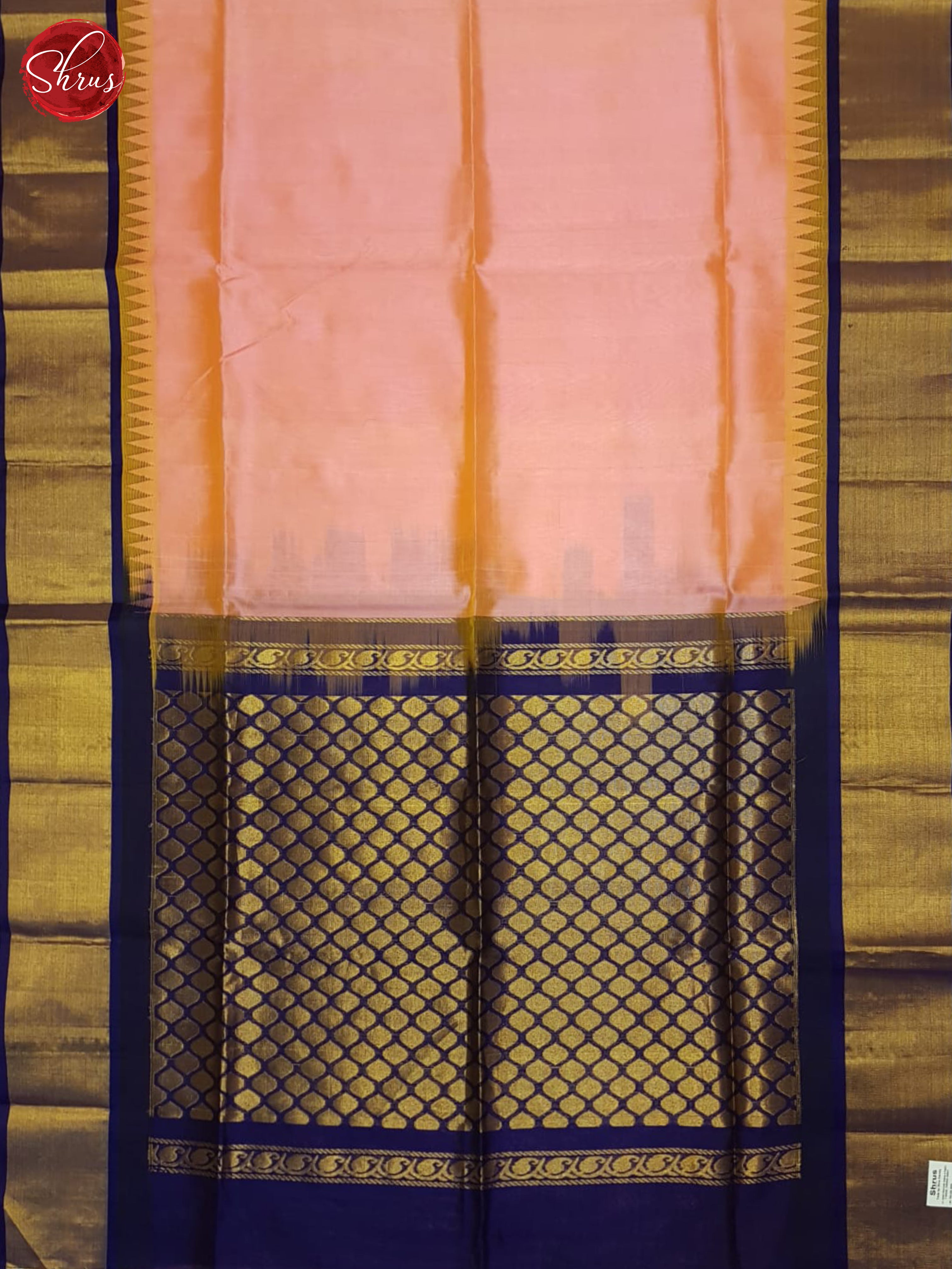Pink And Blue-Silk Cotton Saree - Shop on ShrusEternity.com