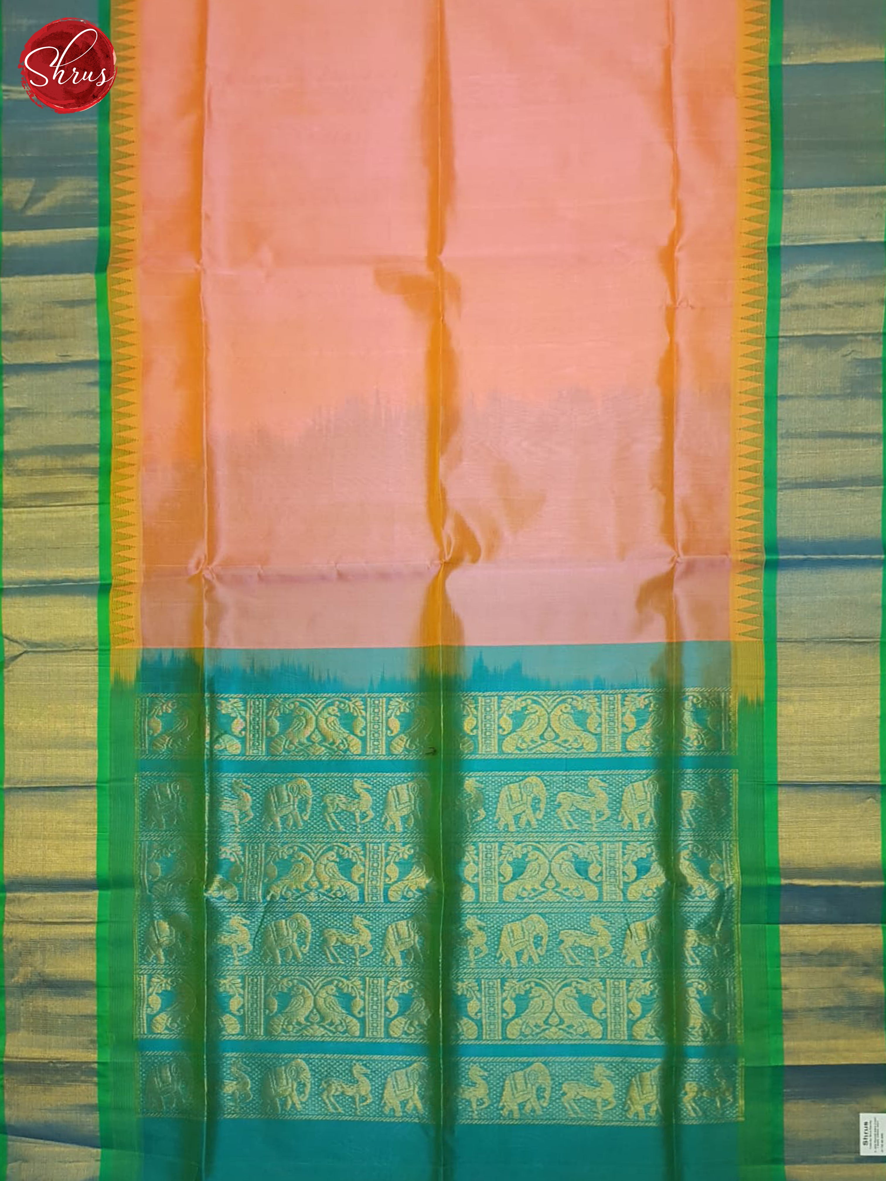 Pink And Green-Silk Cotton saree - Shop on ShrusEternity.com