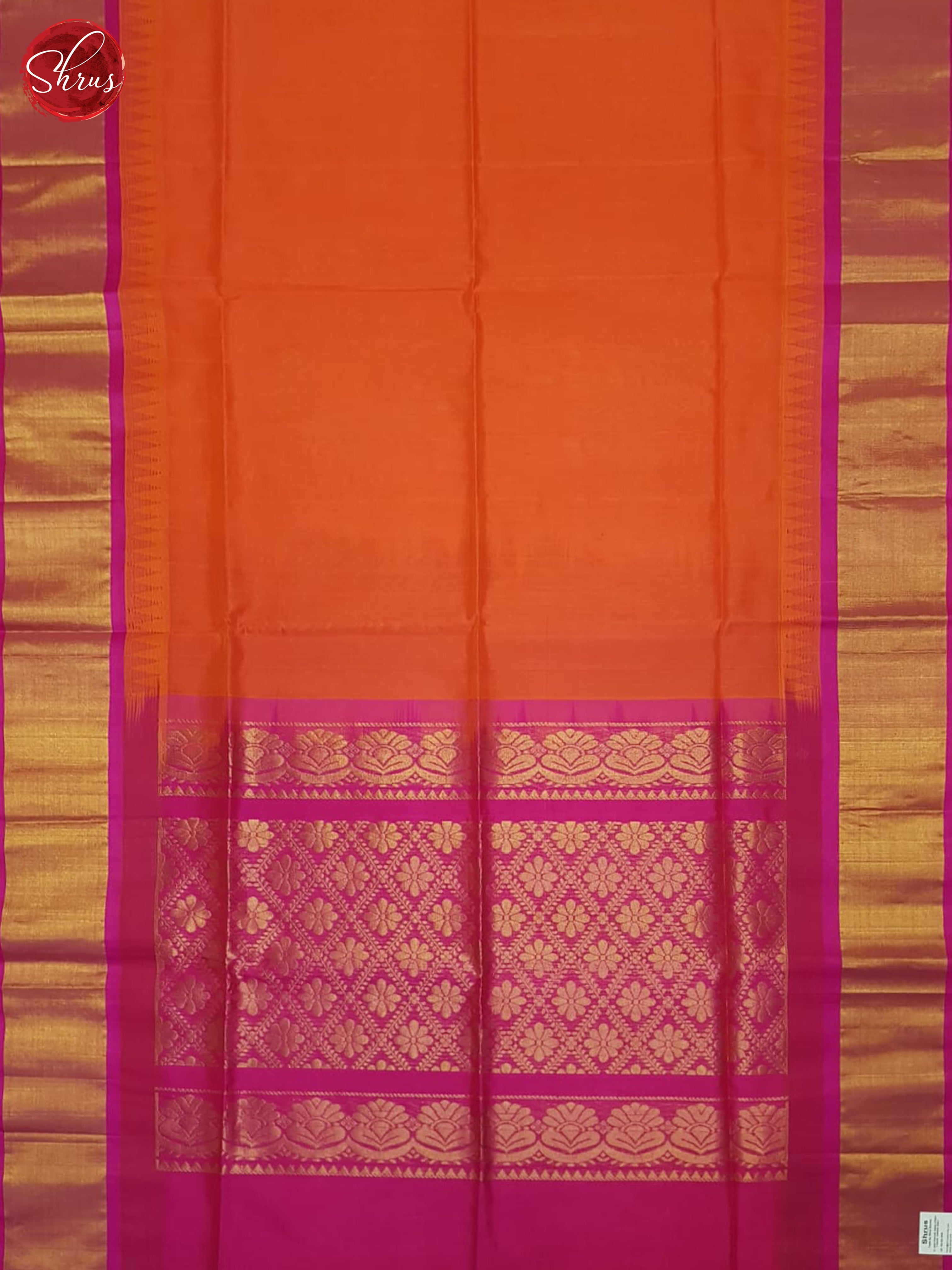 Orange And Pink-Silk Cotton Saree - Shop on ShrusEternity.com