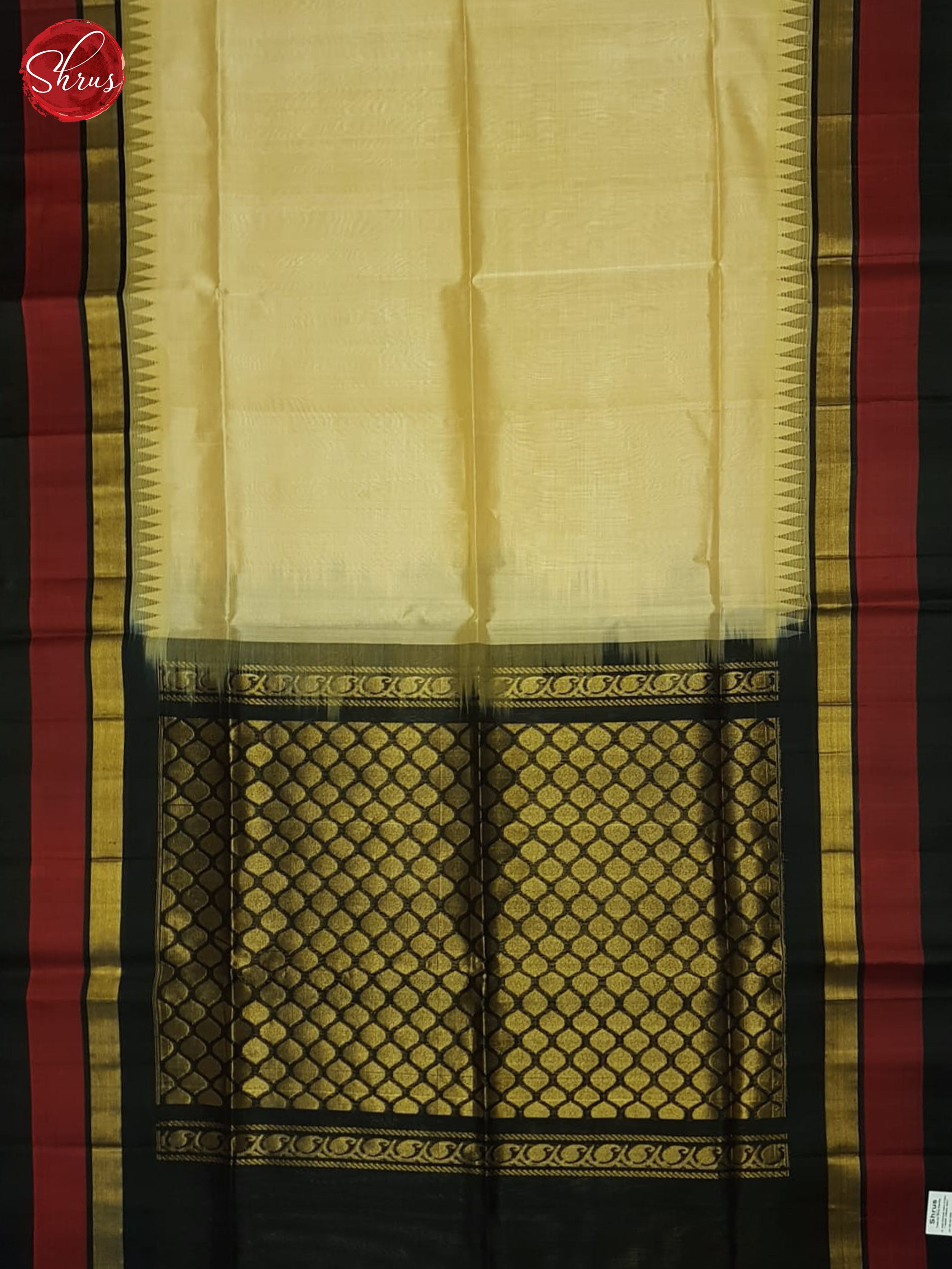 Beige And Black-Silk Cotton Saree - Shop on ShrusEternity.com