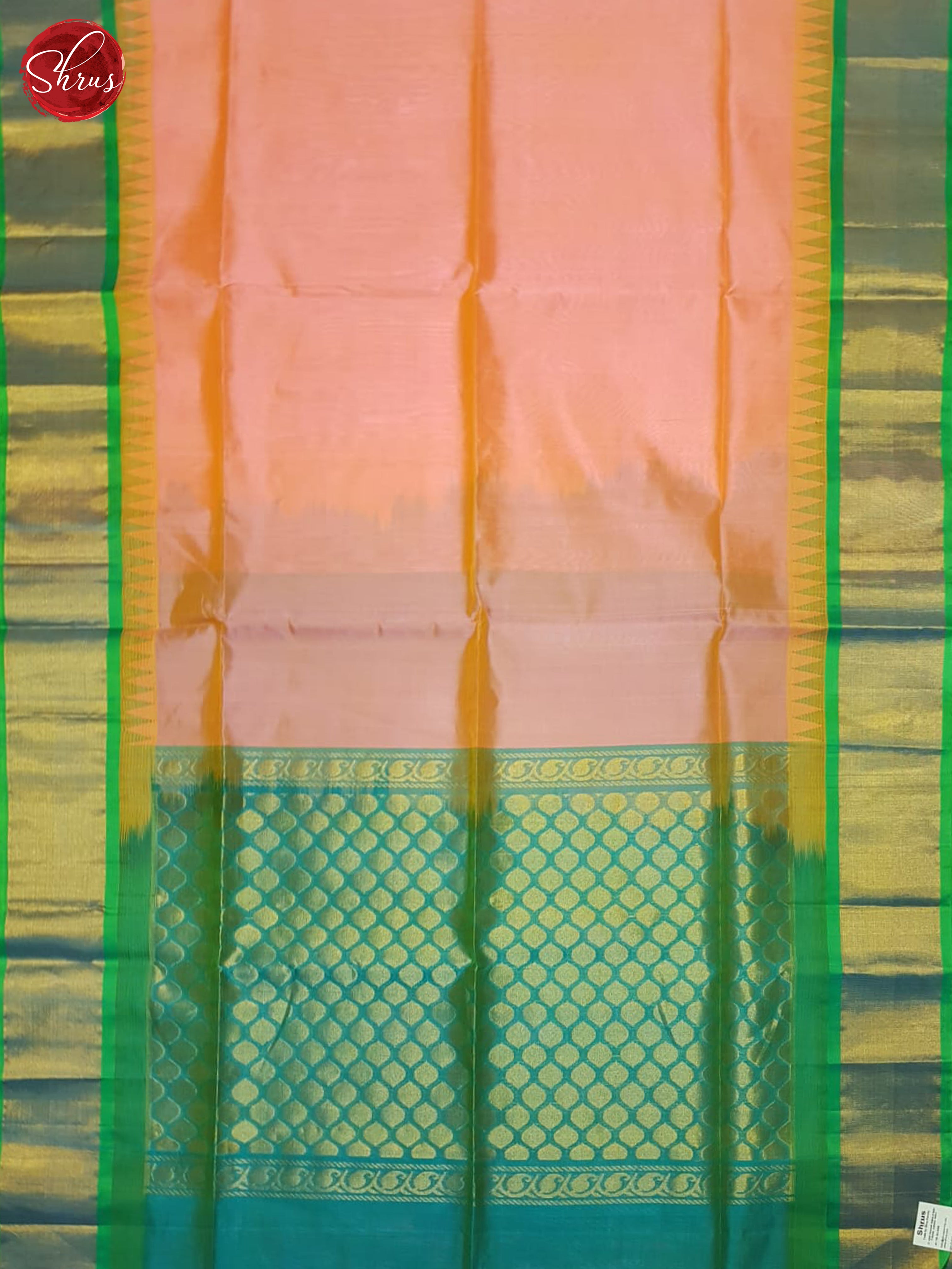 Pink And Green-silk cotton saree - Shop on ShrusEternity.com