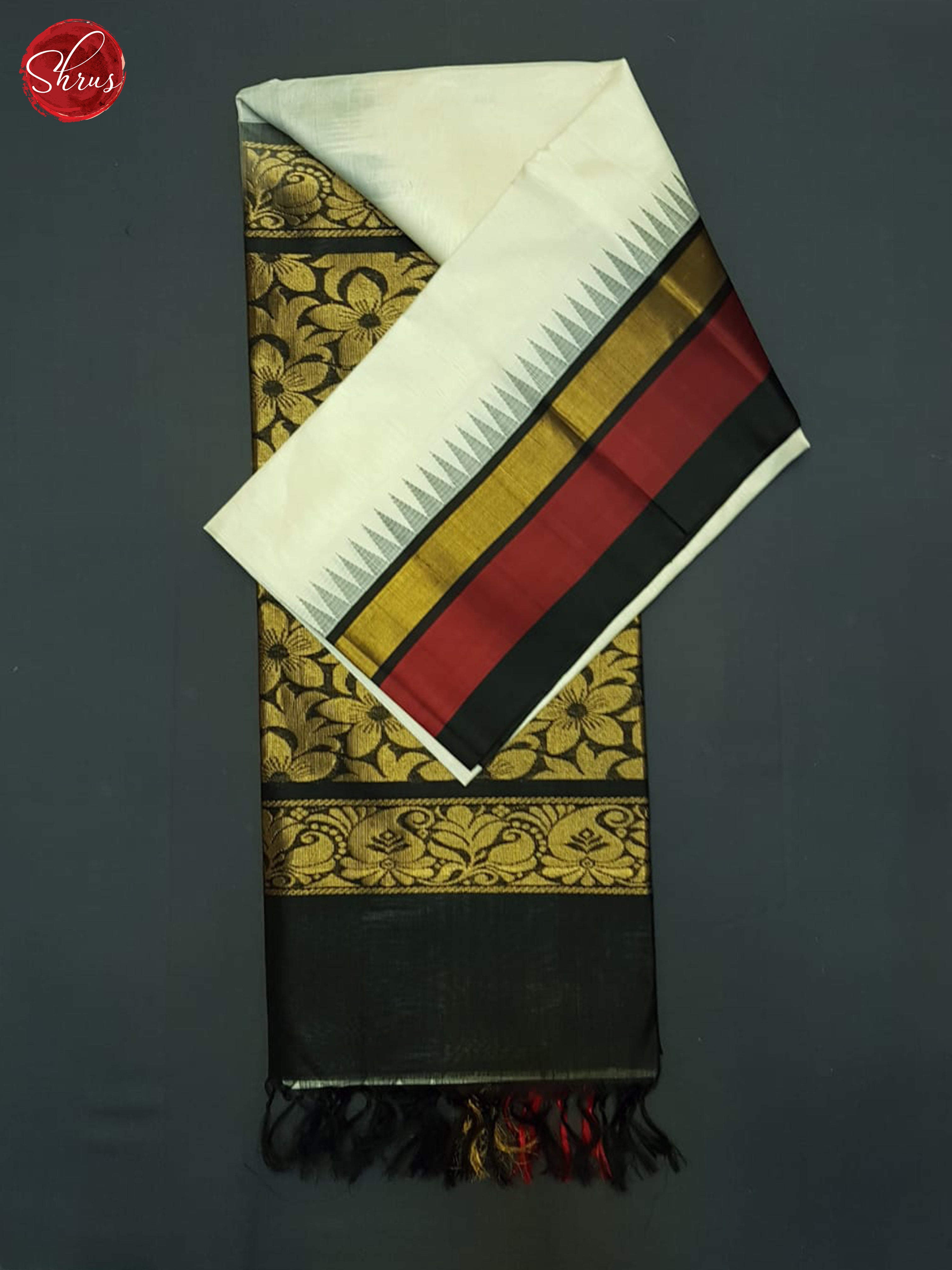 Cream And Black-Silk cotton saree - Shop on ShrusEternity.com