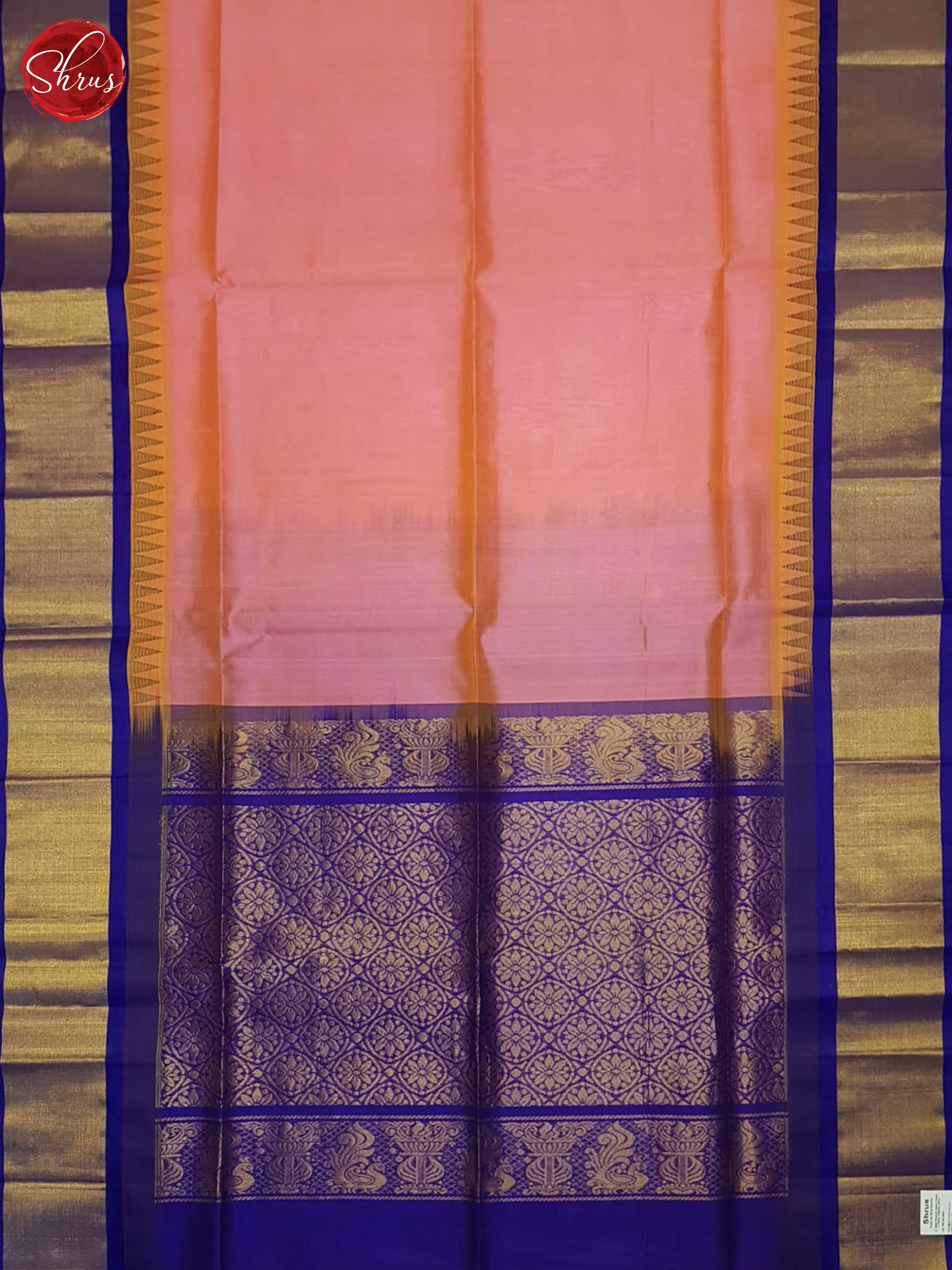 Pink And Blue-Silk Cotton Saree - Shop on ShrusEternity.com