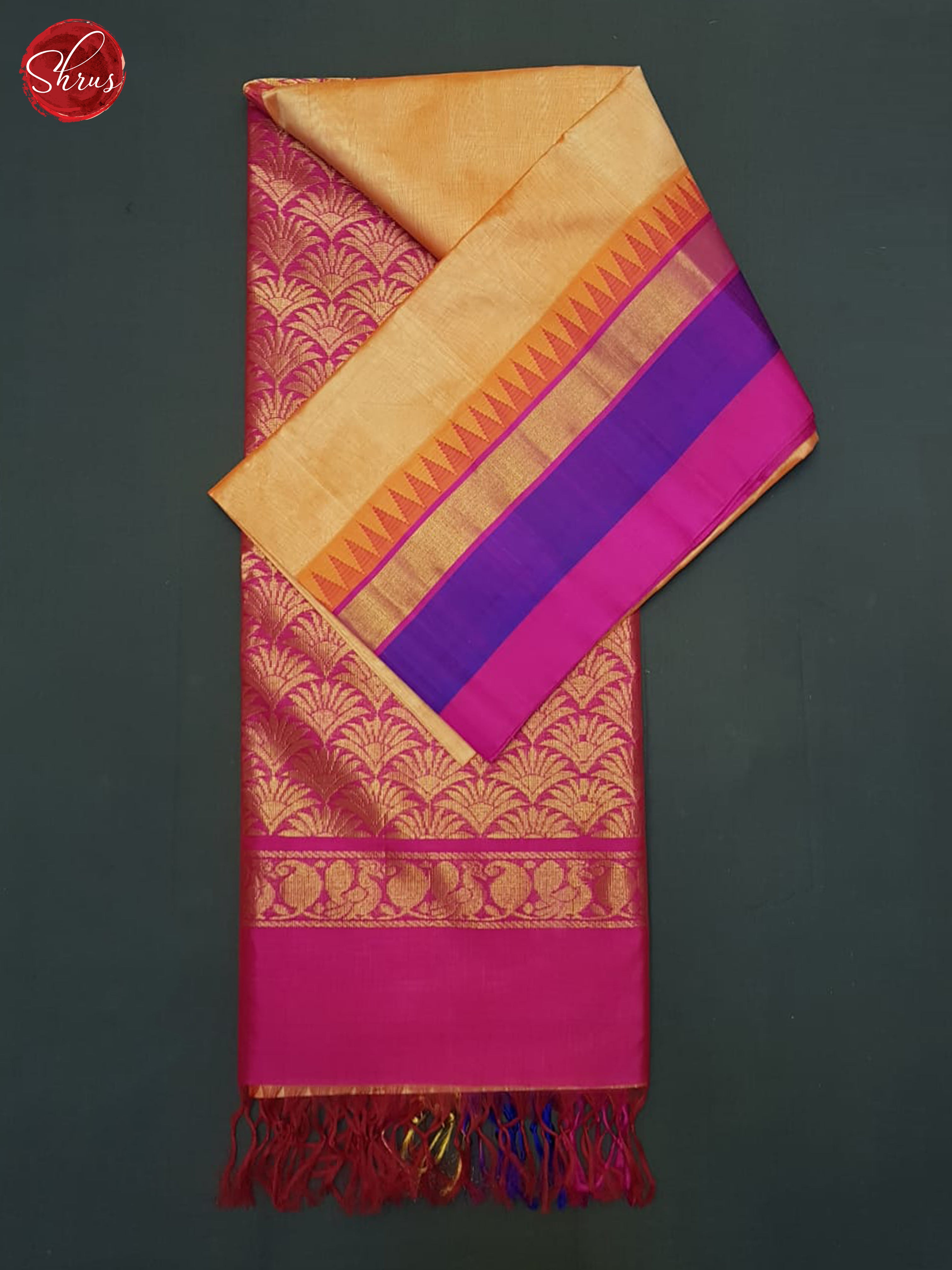 Peach And Pink-Silk Cotton Saree - Shop on ShrusEternity.com