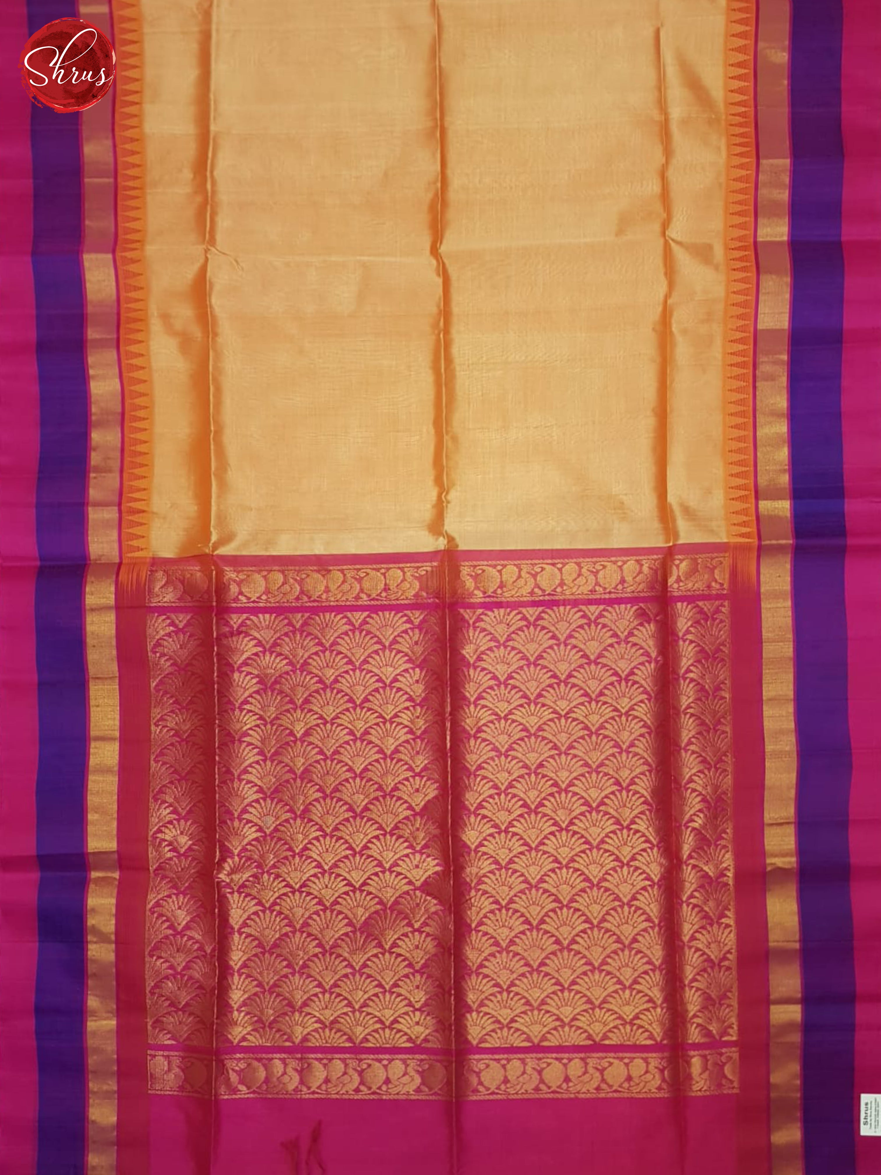 Peach And Pink-Silk Cotton Saree - Shop on ShrusEternity.com
