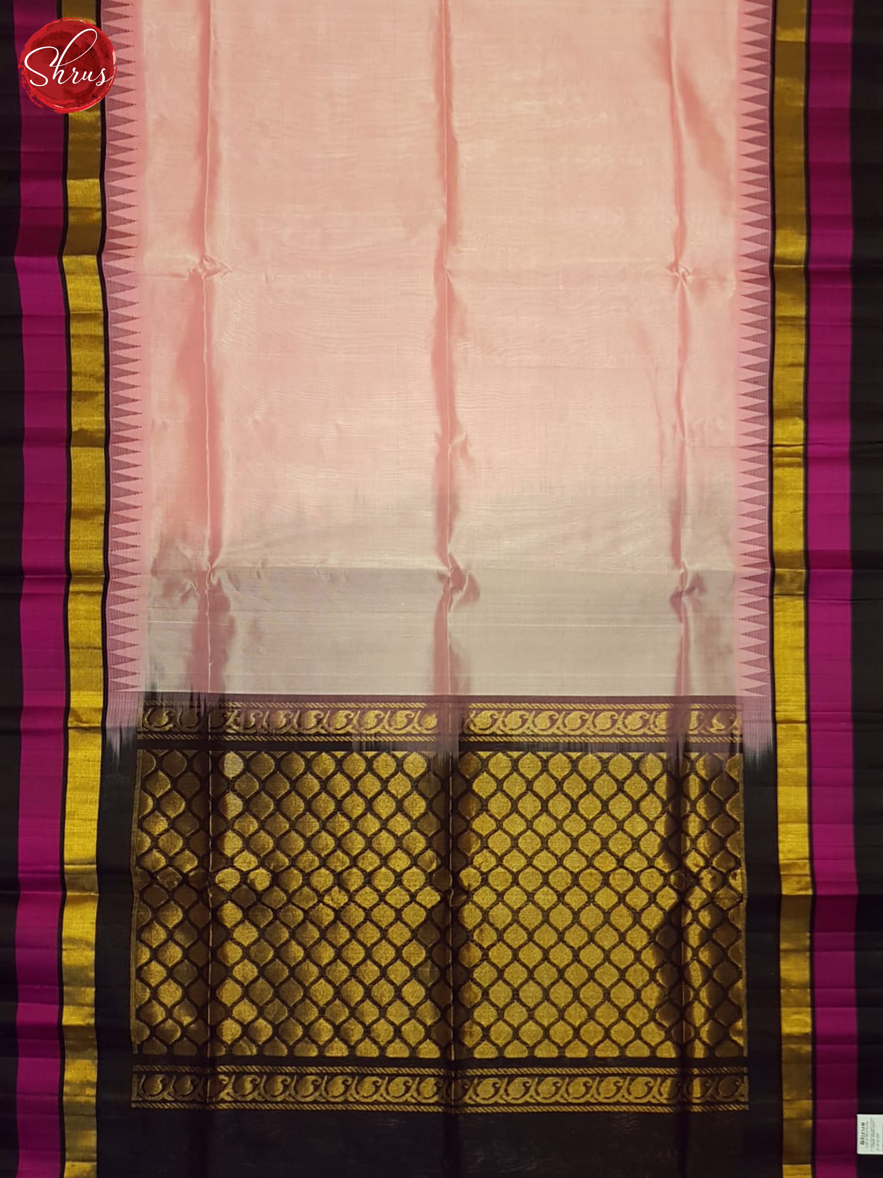 Lotus Pink And Black-Silk Cotton Saree - Shop on ShrusEternity.com