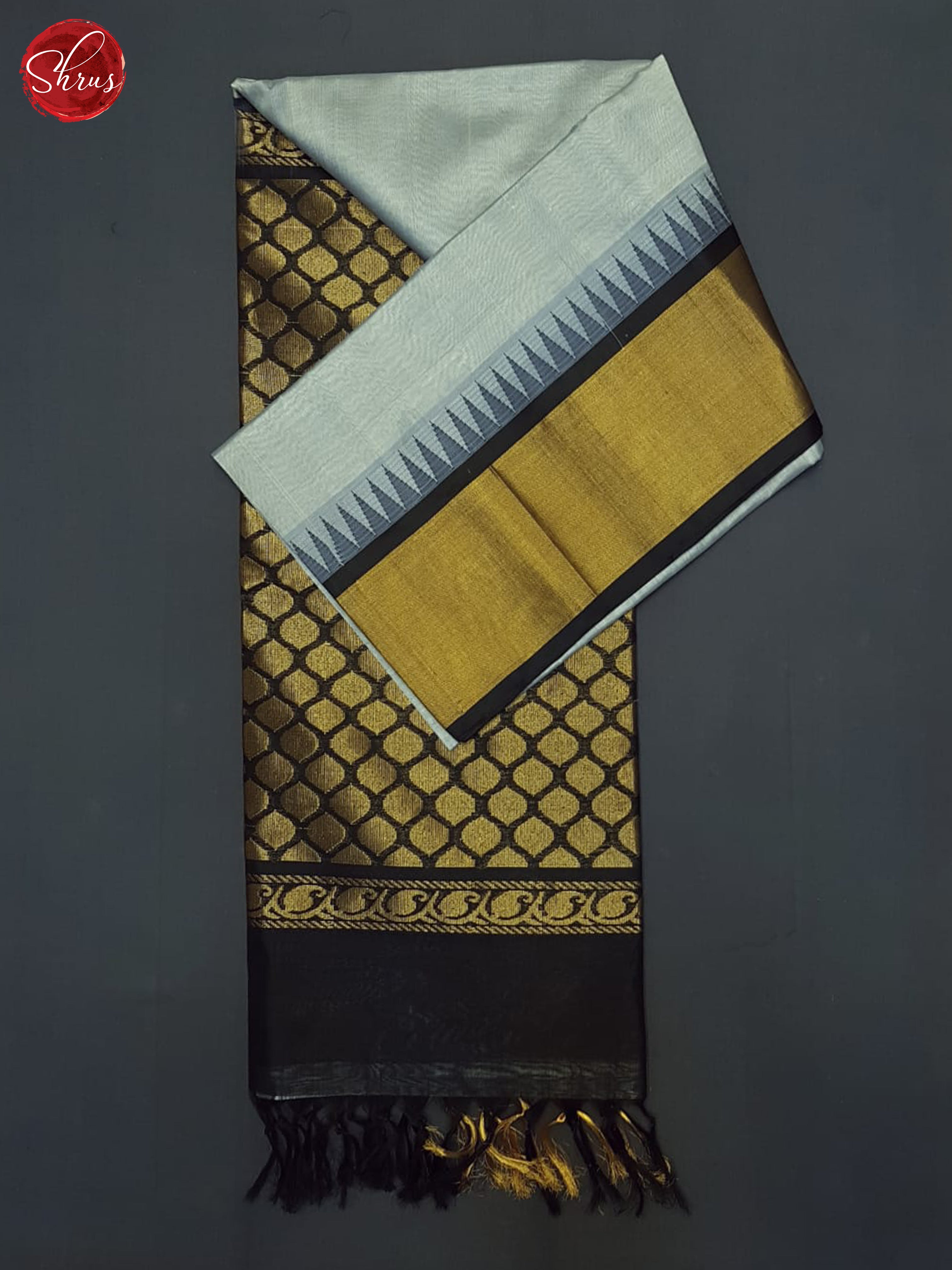 Grey And Black-Silk cotton saree - Shop on ShrusEternity.com