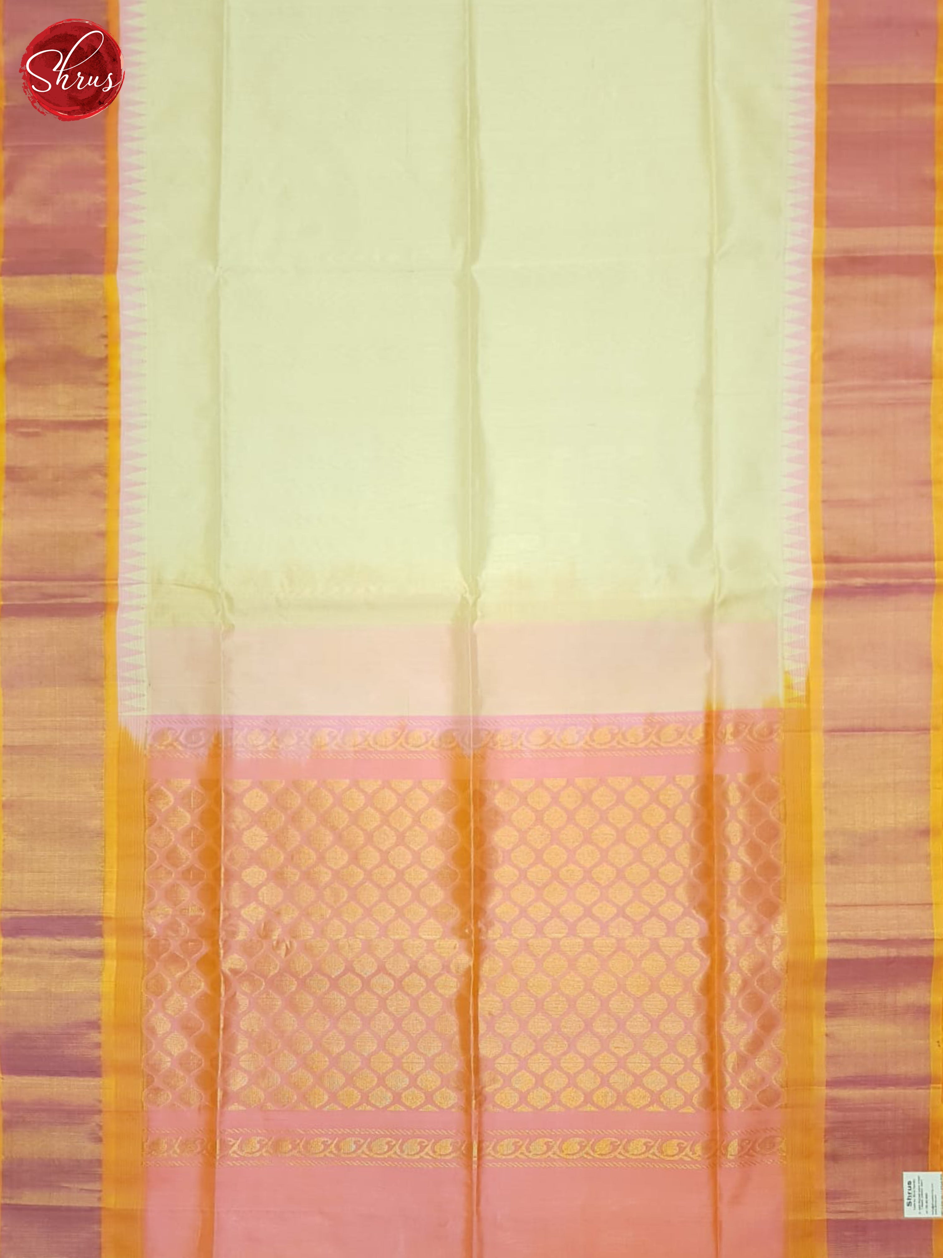 Cream And Pink-Silk cotton saree - Shop on ShrusEternity.com