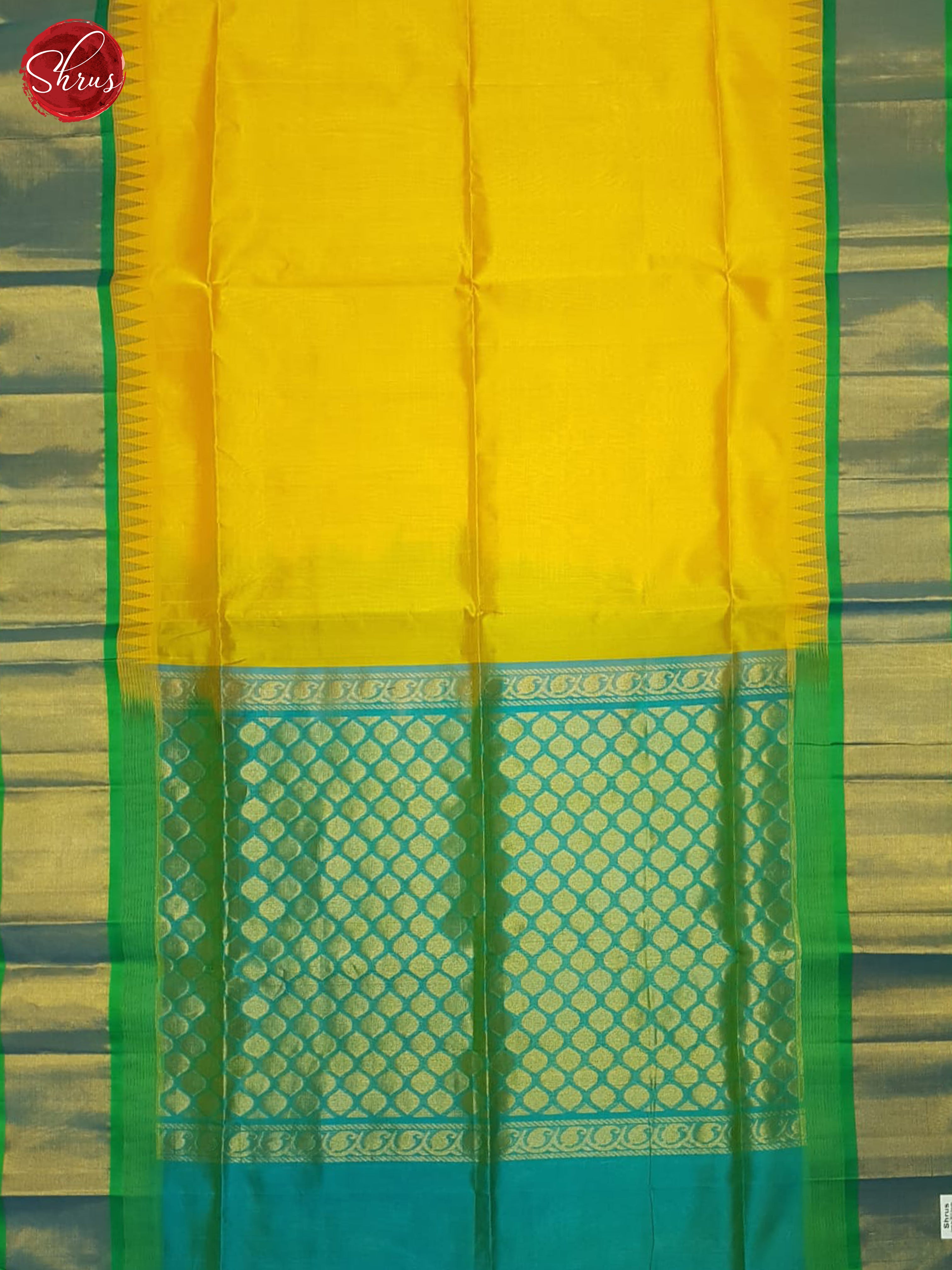 Yellow And Green-Silk cotton saree - Shop on ShrusEternity.com