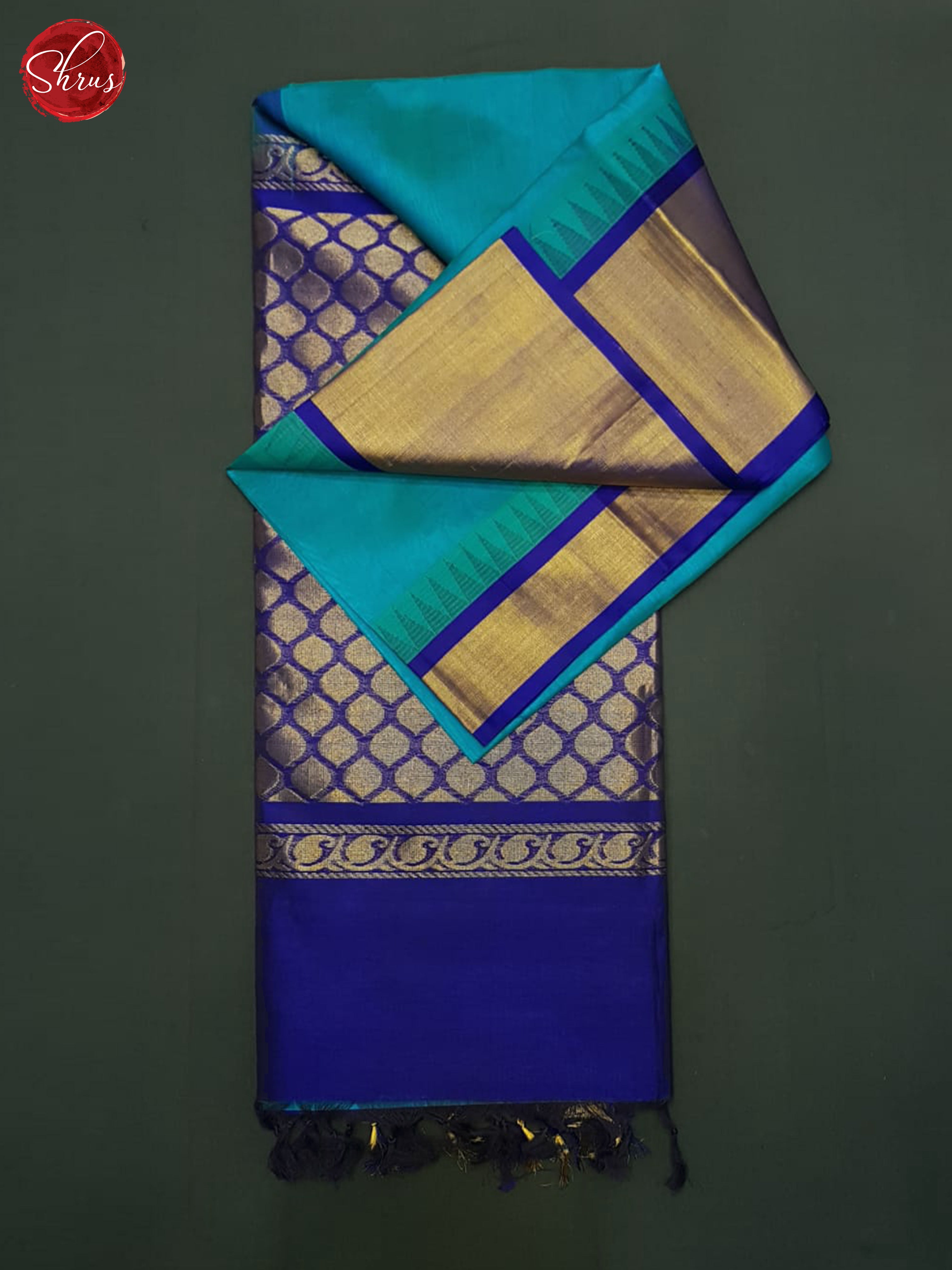 Blue And dark blue-Silk cotton saree - Shop on ShrusEternity.com