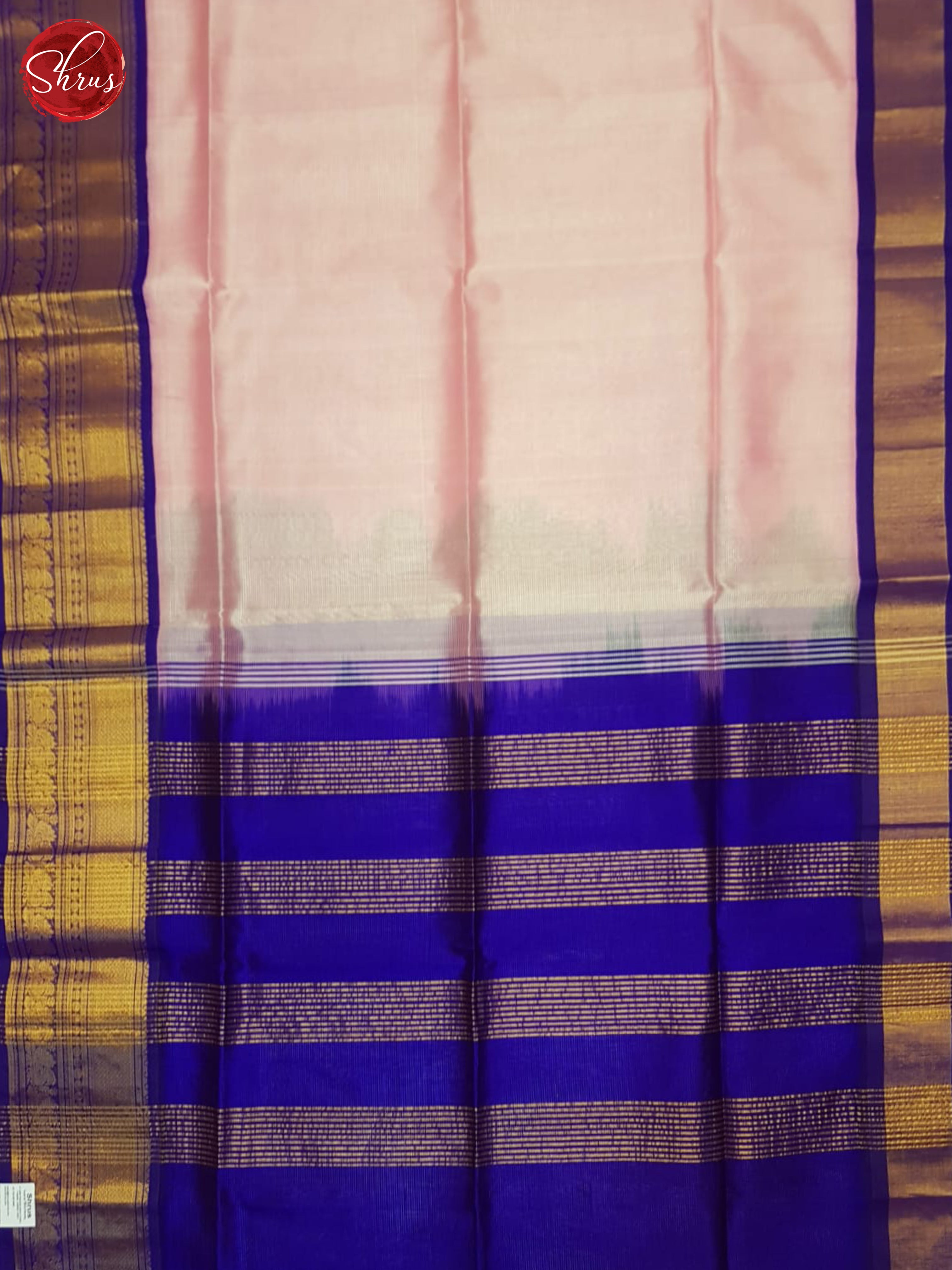 Lotus Pink And blue-Silk cotton saree - Shop on ShrusEternity.com