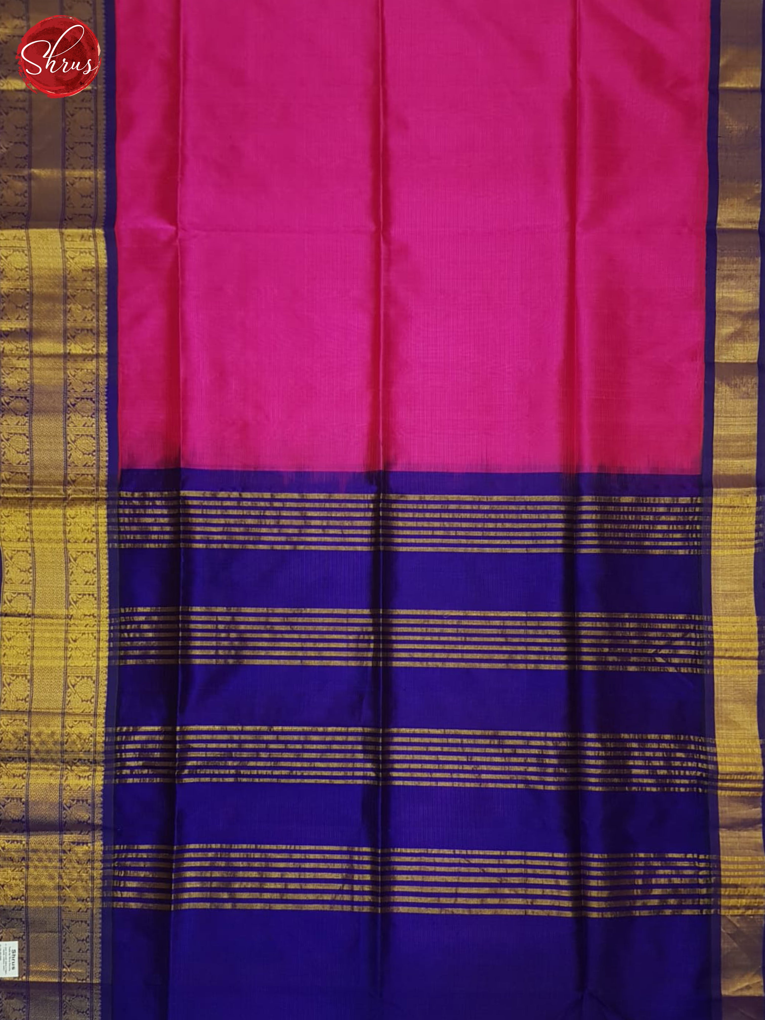 Pink And Blue-Silk cotton saree - Shop on ShrusEternity.com