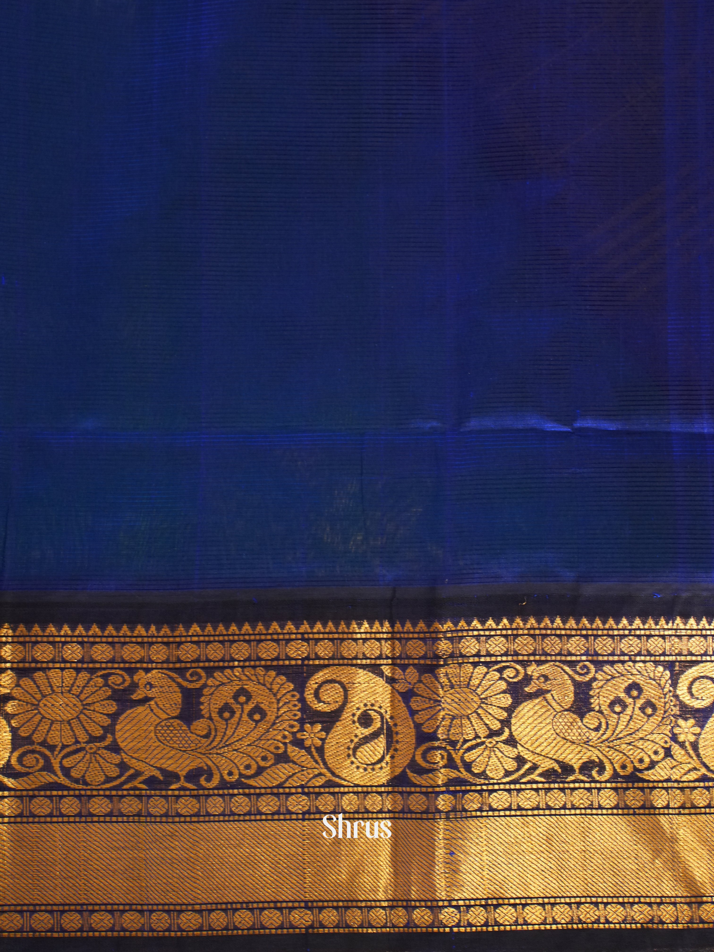 Blue and Dark blue -Silk cotton saree - Shop on ShrusEternity.com