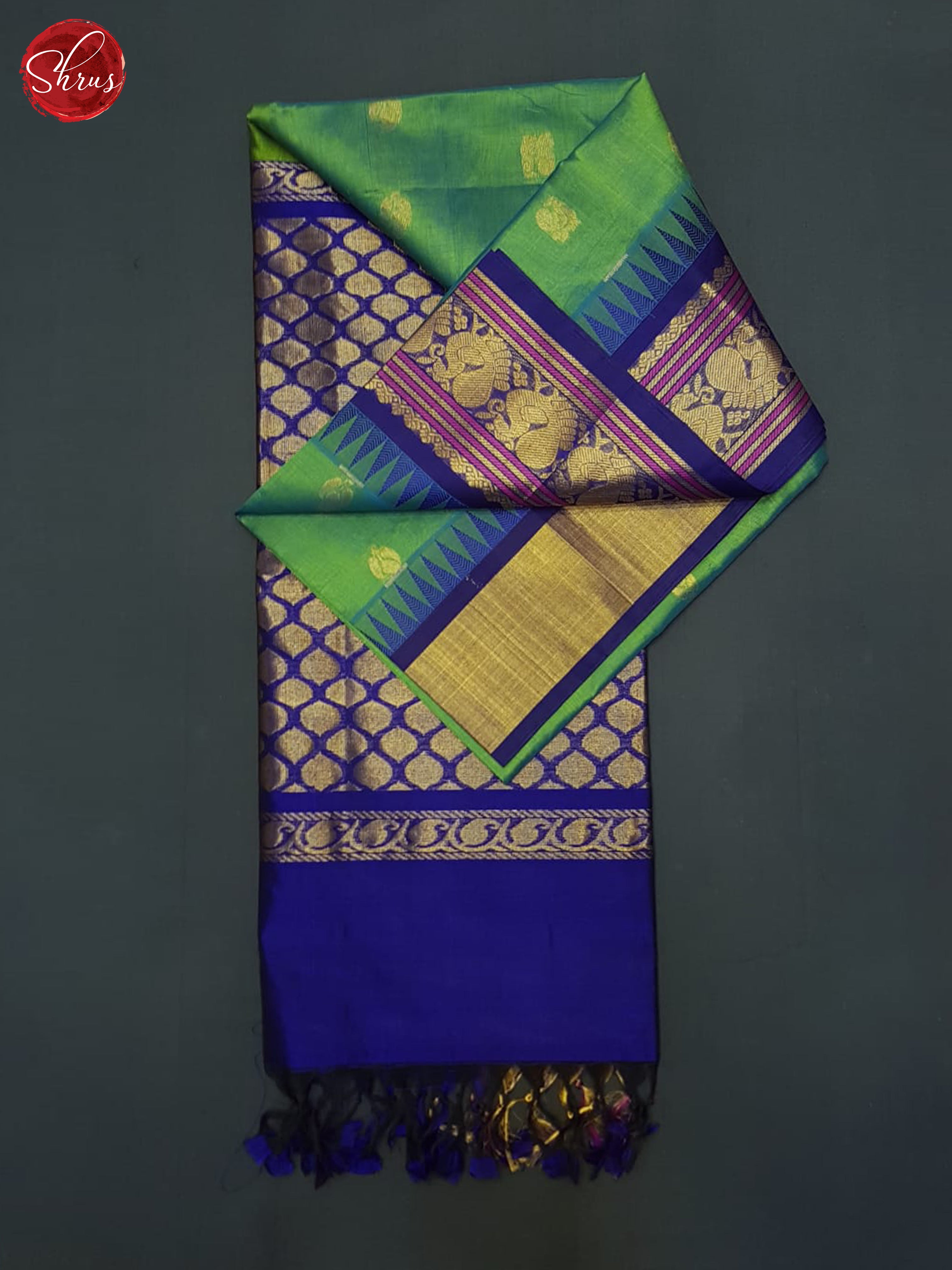 Green And Purple-Silk cotton saree - Shop on ShrusEternity.com