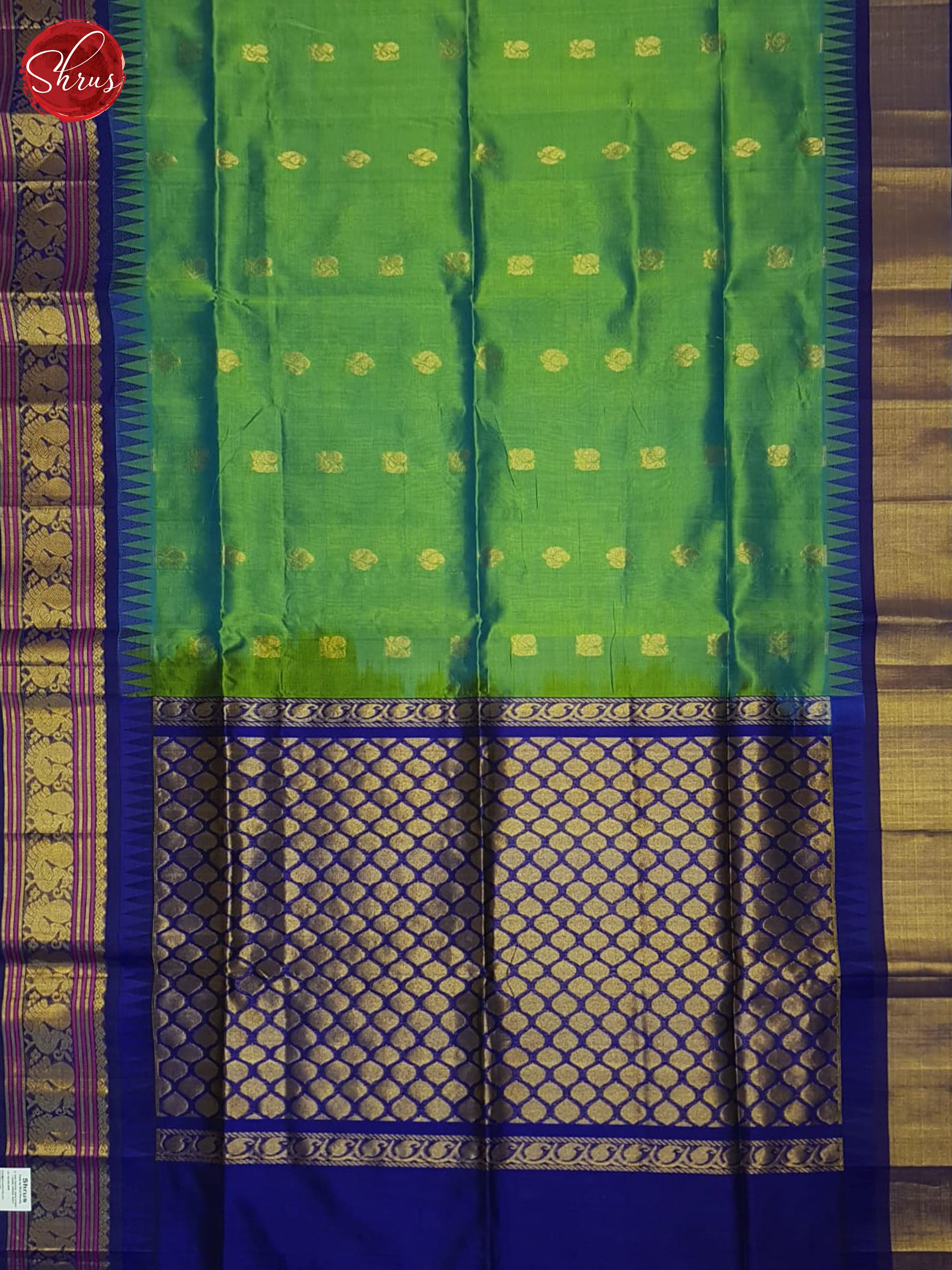Green And Purple-Silk cotton saree - Shop on ShrusEternity.com