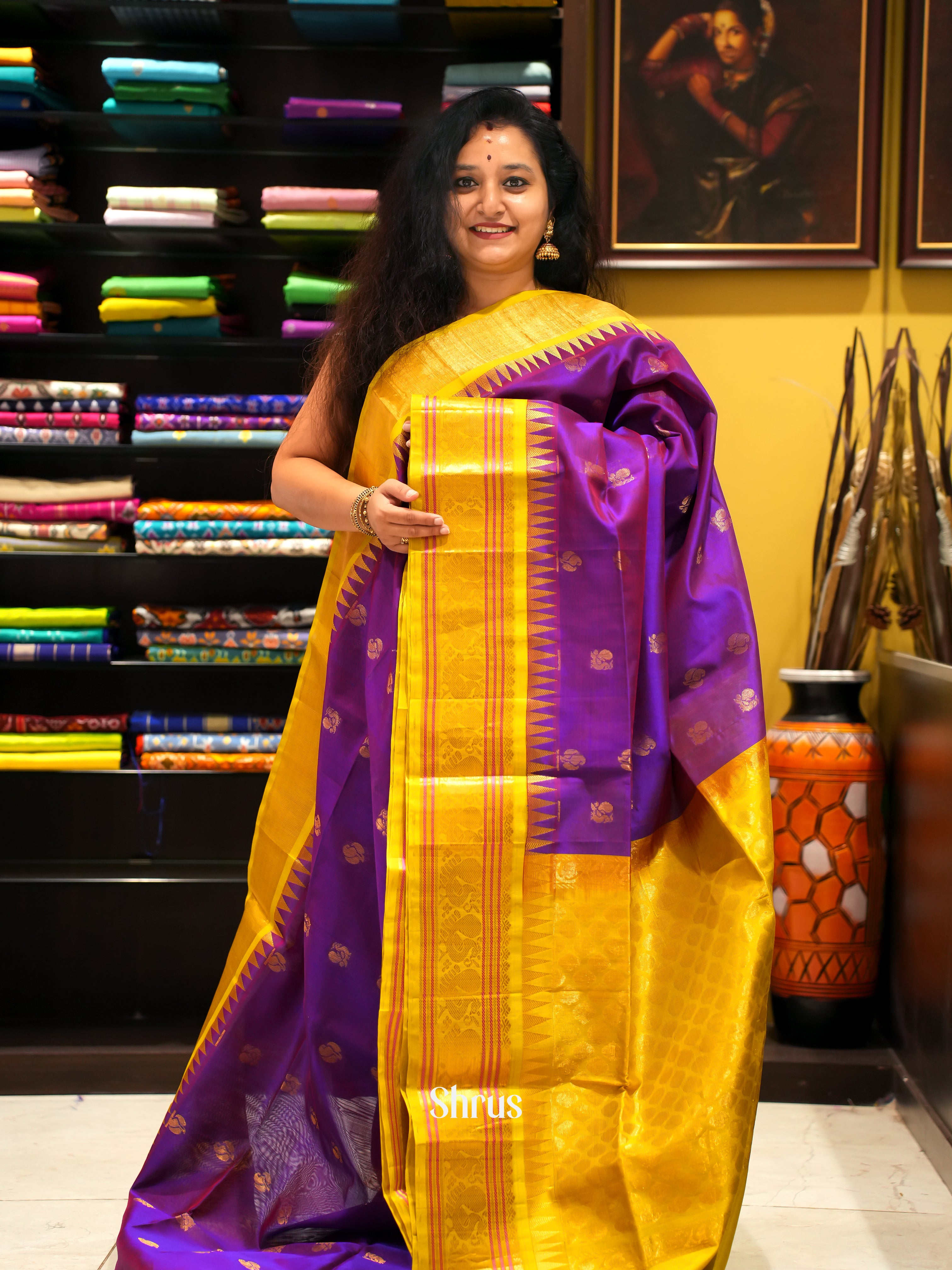 Vadamalli And Green-Silk cotton saree - Shop on ShrusEternity.com