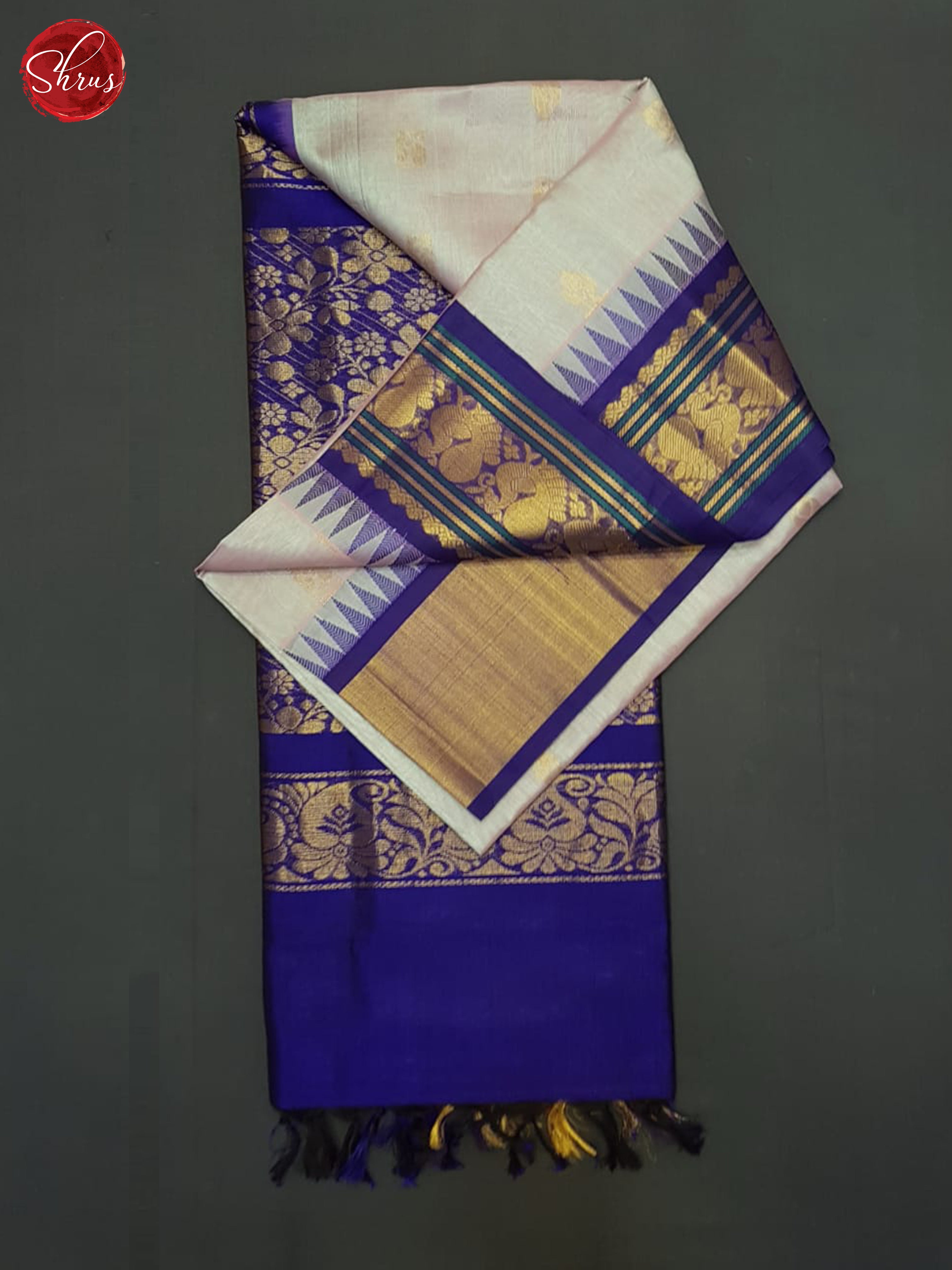 Grey And Blue-Silk cotton saree - Shop on ShrusEternity.com