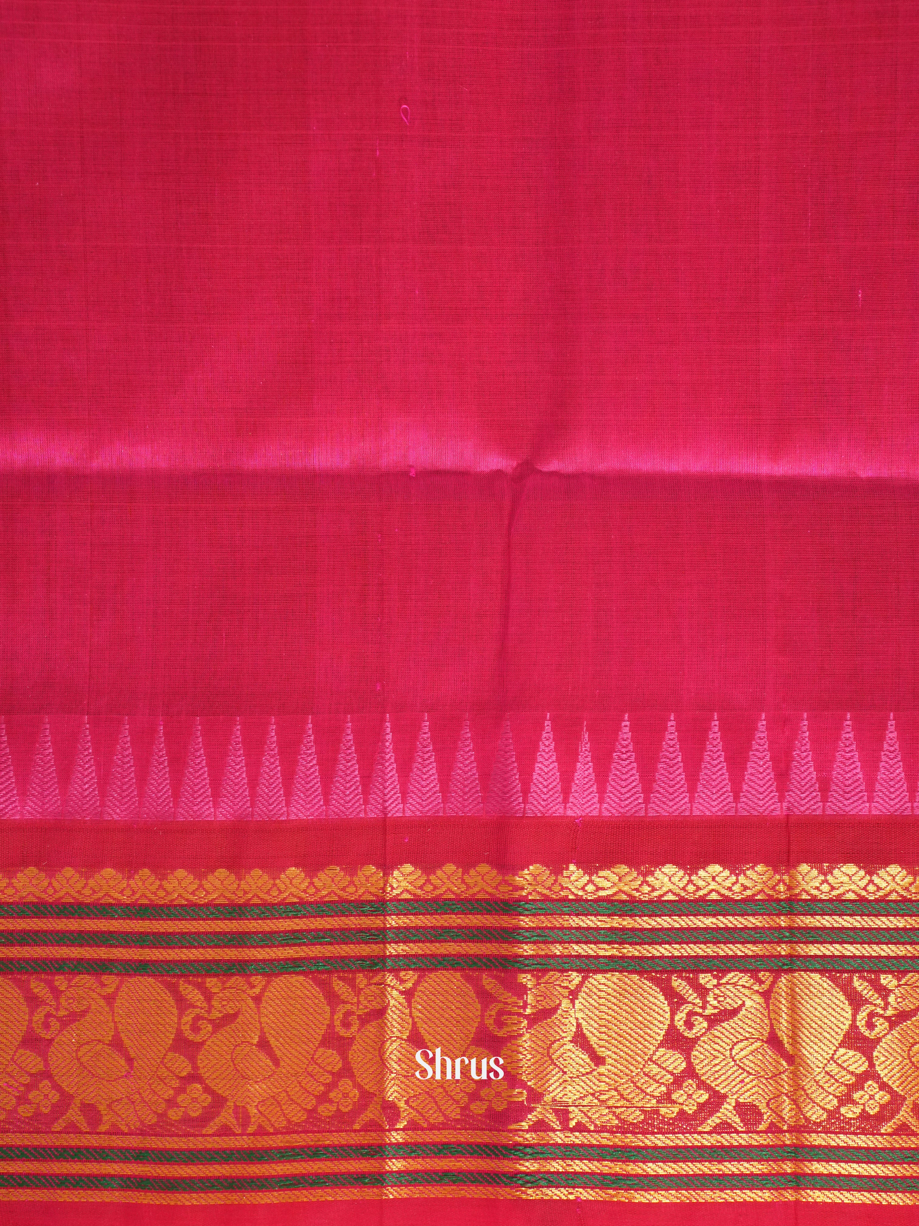 Green and pink-Silk Cotton saree - Shop on ShrusEternity.com