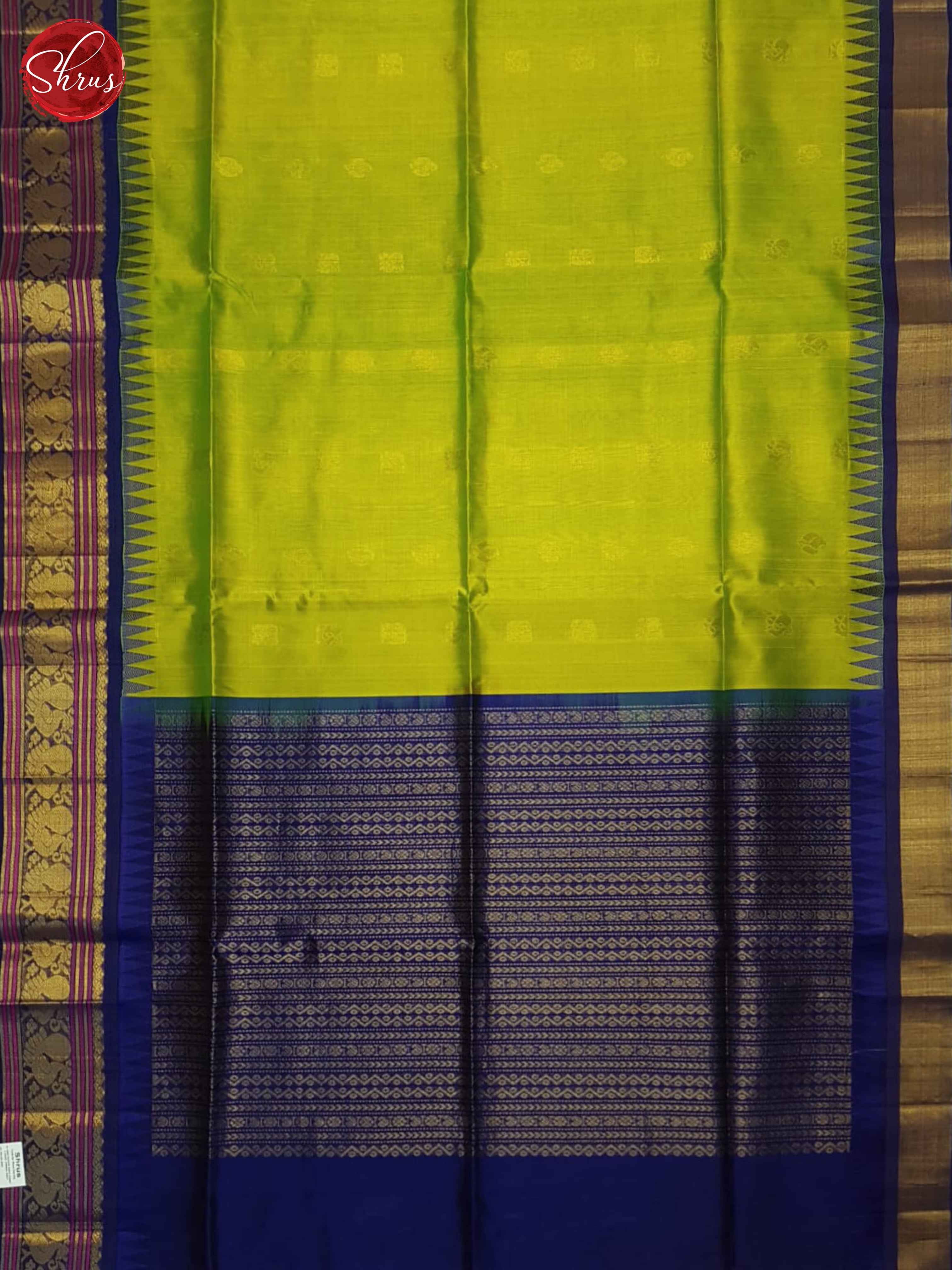 Green And Blue-Silk cotton saree - Shop on ShrusEternity.com