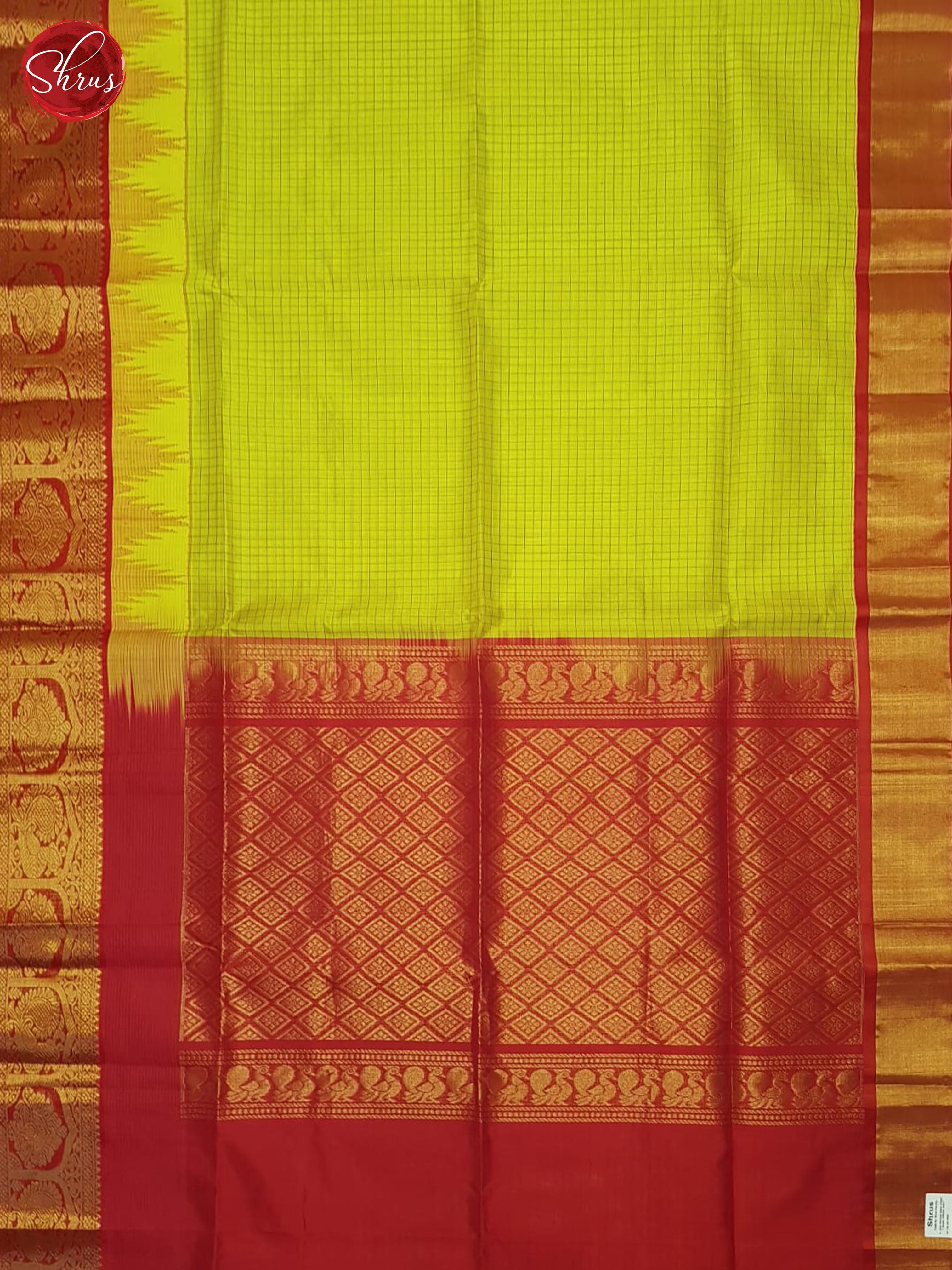 Green And Red-Silk Cotton Saree - Shop on ShrusEternity.com