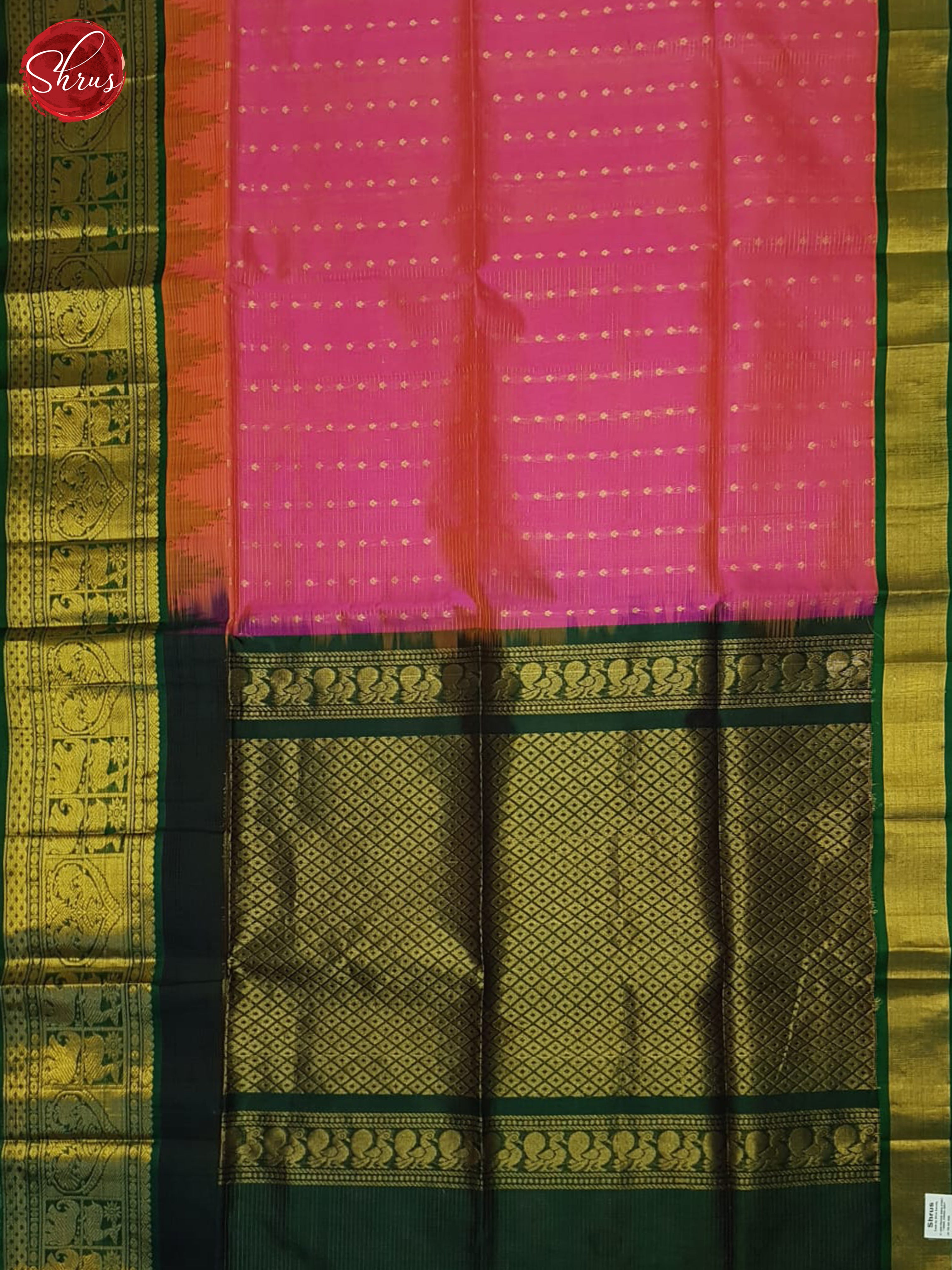 Pink And Green-Silk cotton saree - Shop on ShrusEternity.com