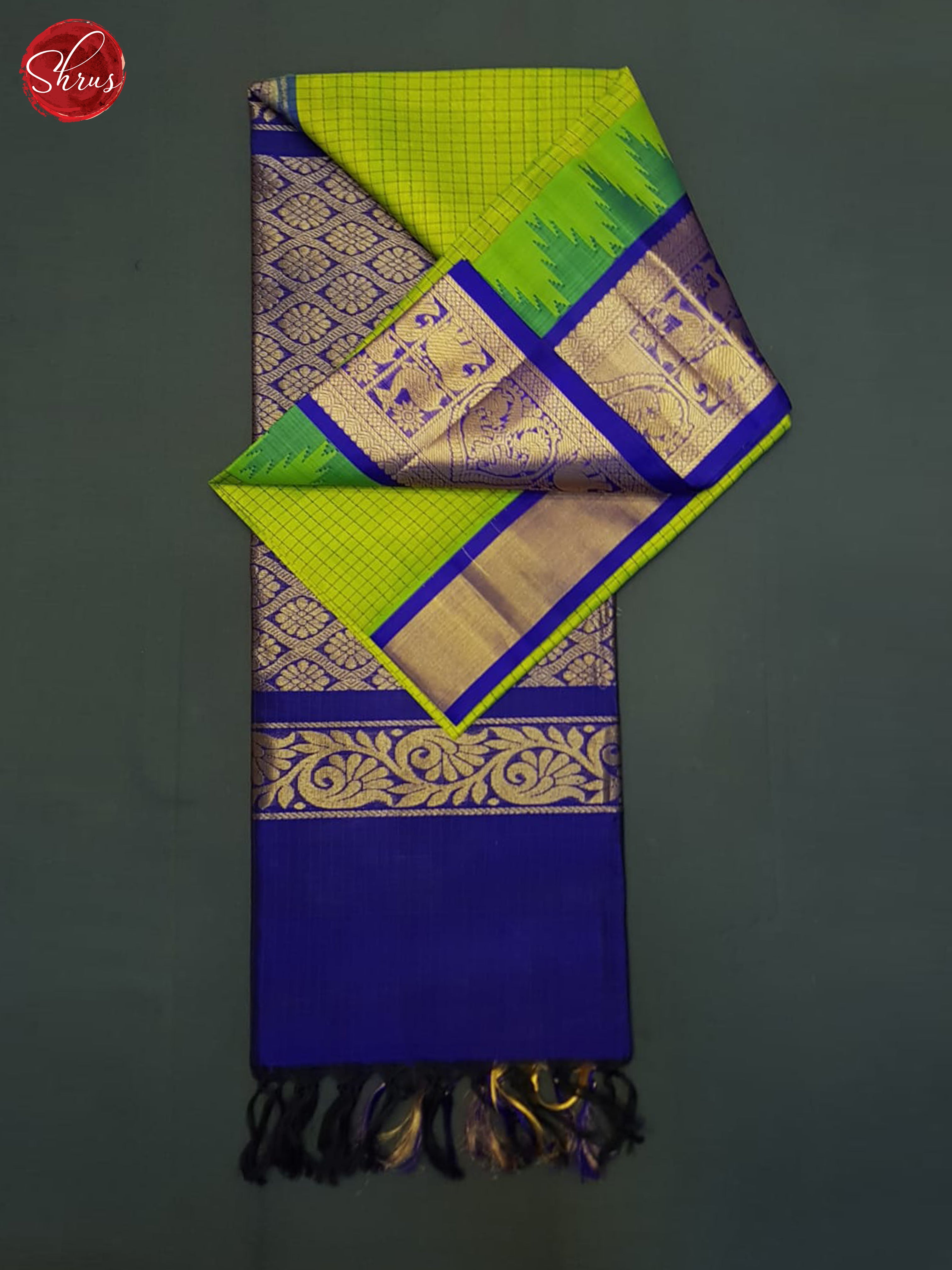 Green And Blue-Silk cotton saree - Shop on ShrusEternity.com