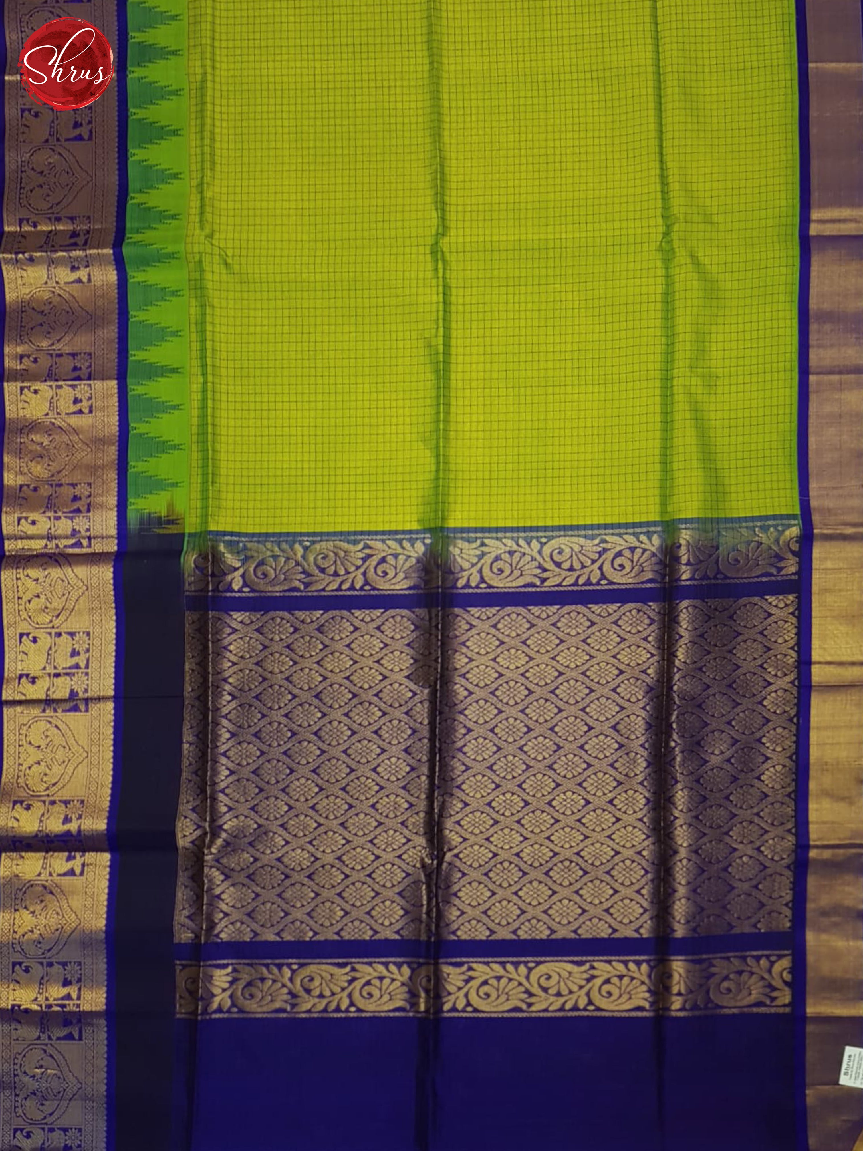 Green And Blue-Silk cotton saree - Shop on ShrusEternity.com