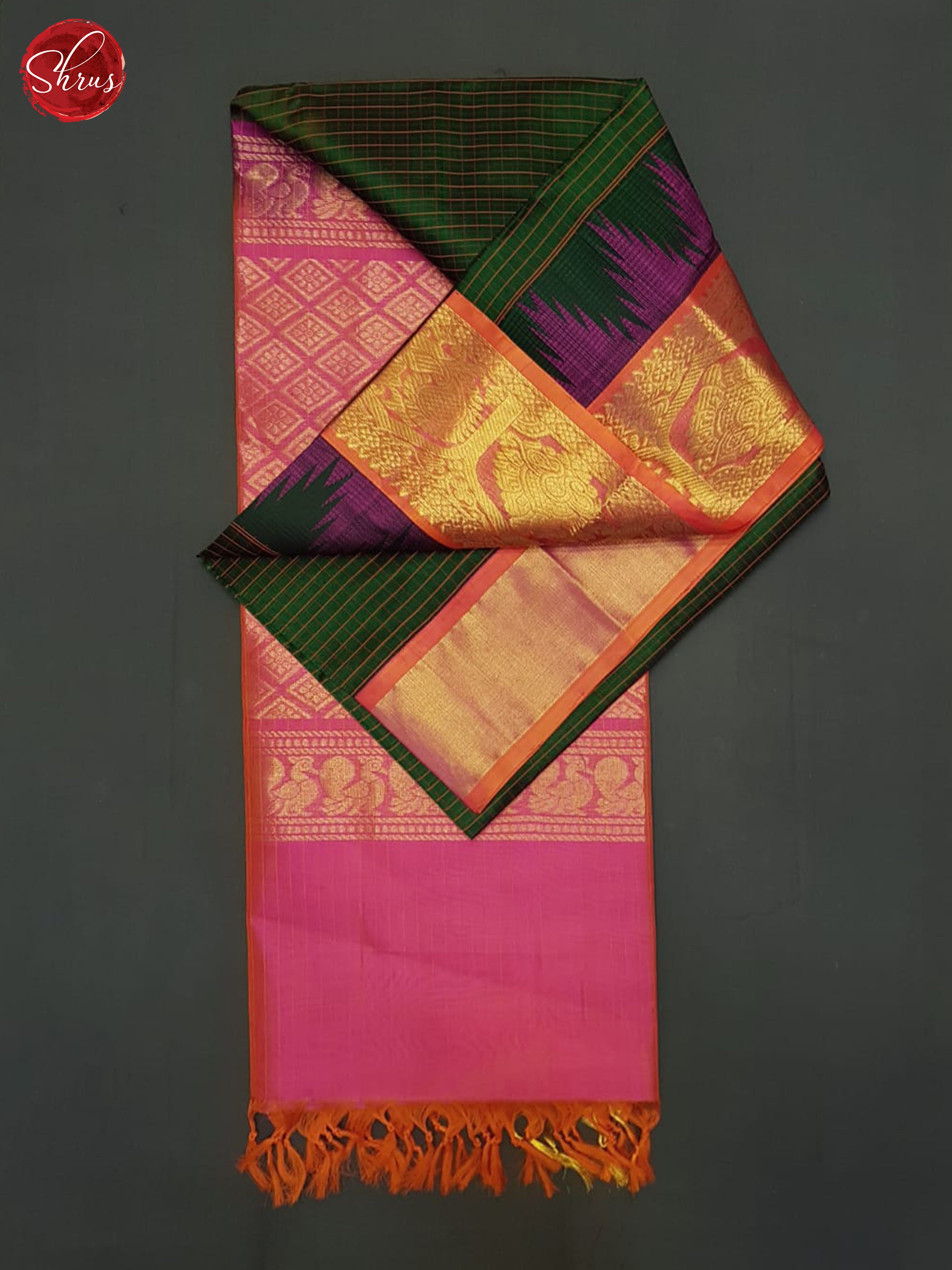 Green And Pink-Silk cotton saree - Shop on ShrusEternity.com