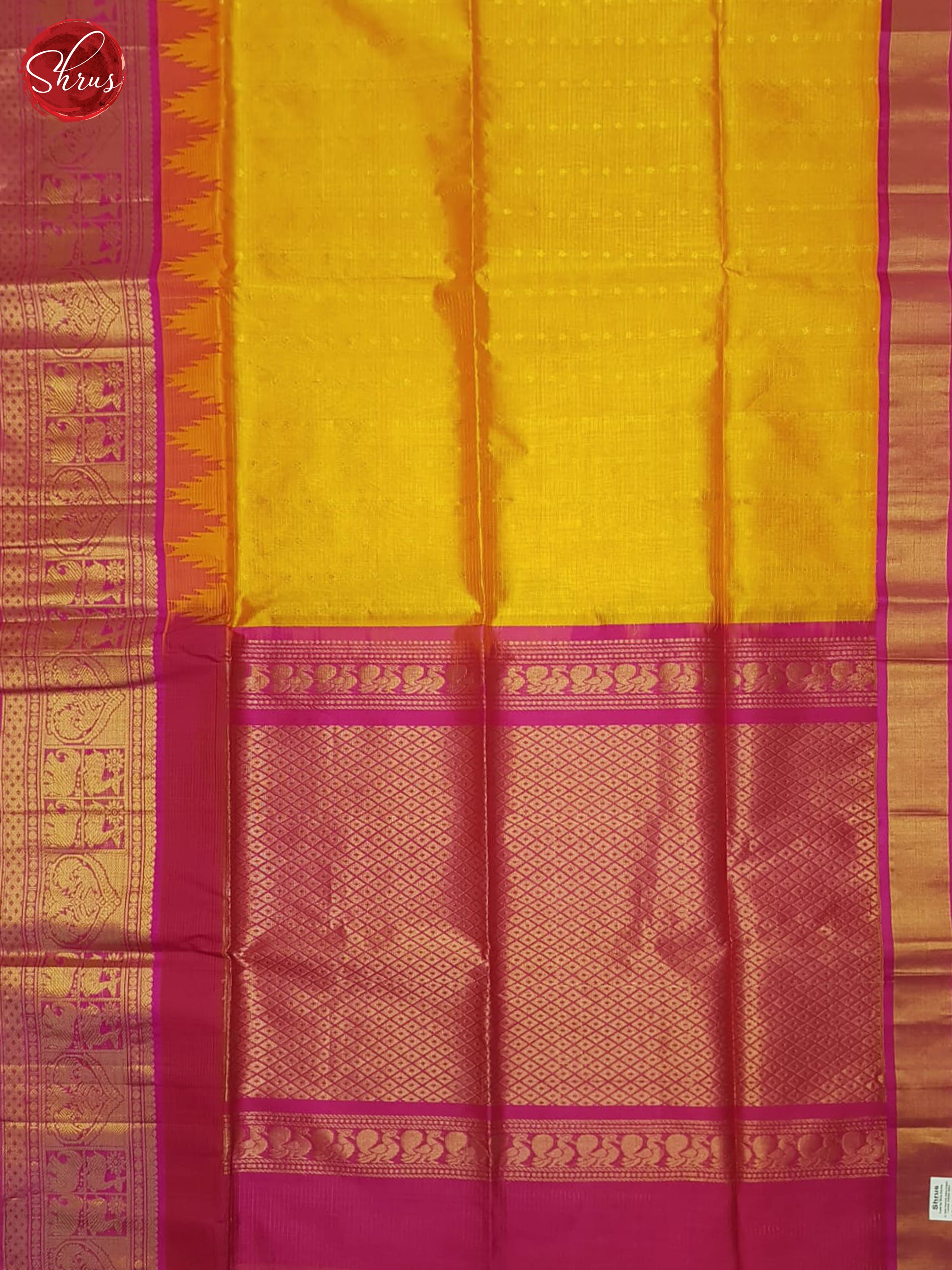 Yellow And Pink-Silk cotton saree - Shop on ShrusEternity.com