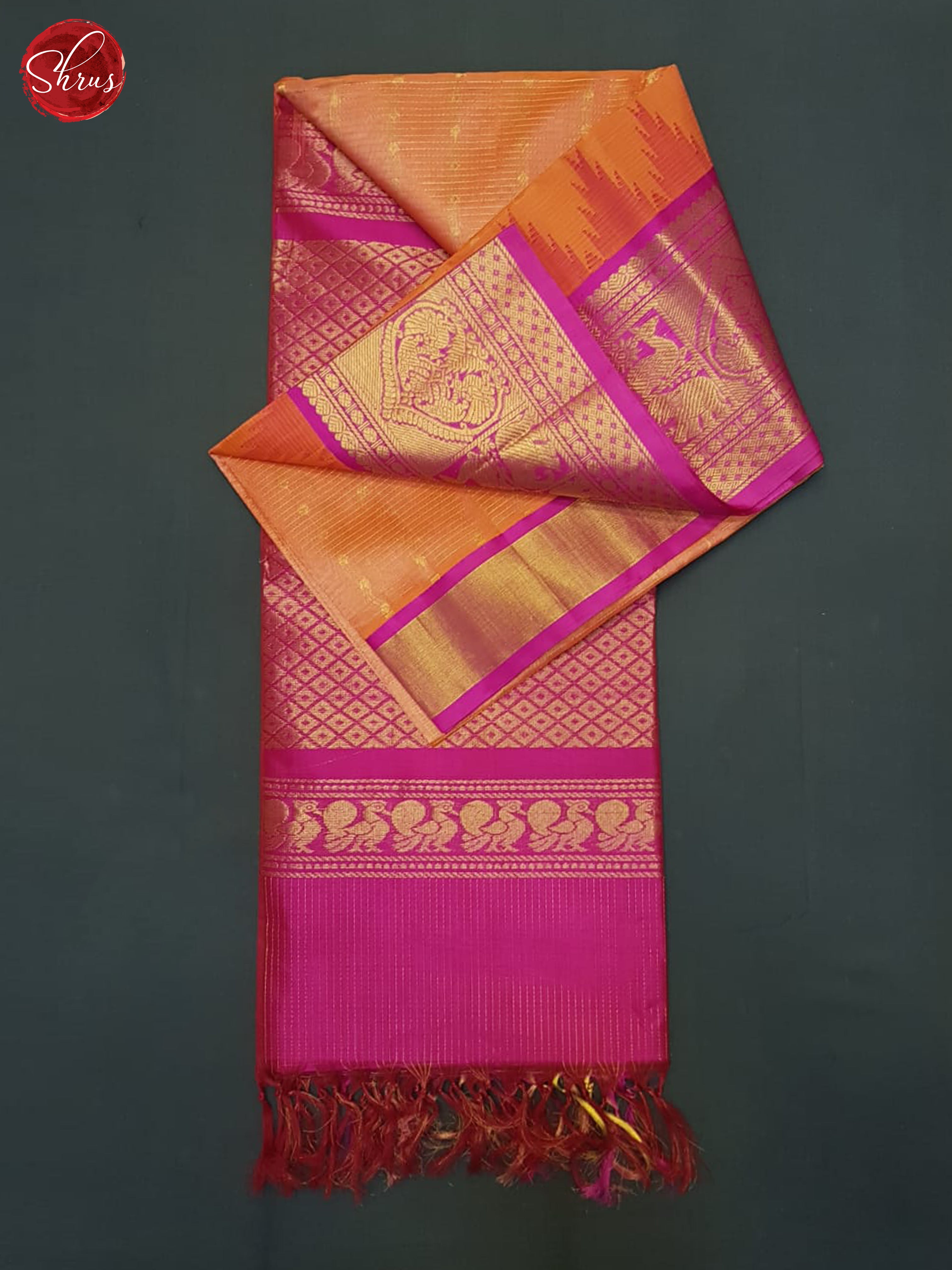 Peach And Pink-Silk cotton saree - Shop on ShrusEternity.com