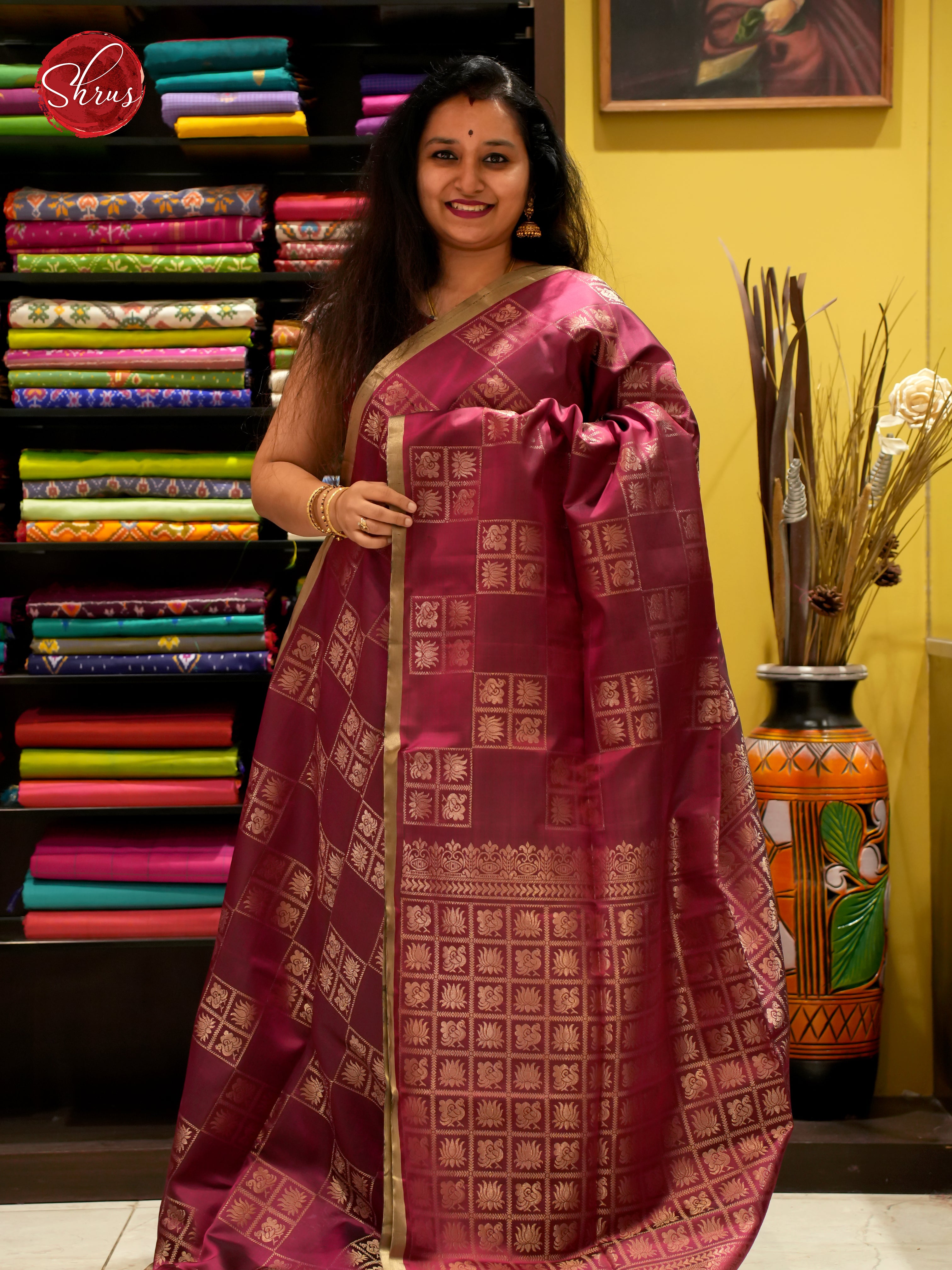 Maroon(Single Tone)- Soft Silk Saree - Shop on ShrusEternity.com