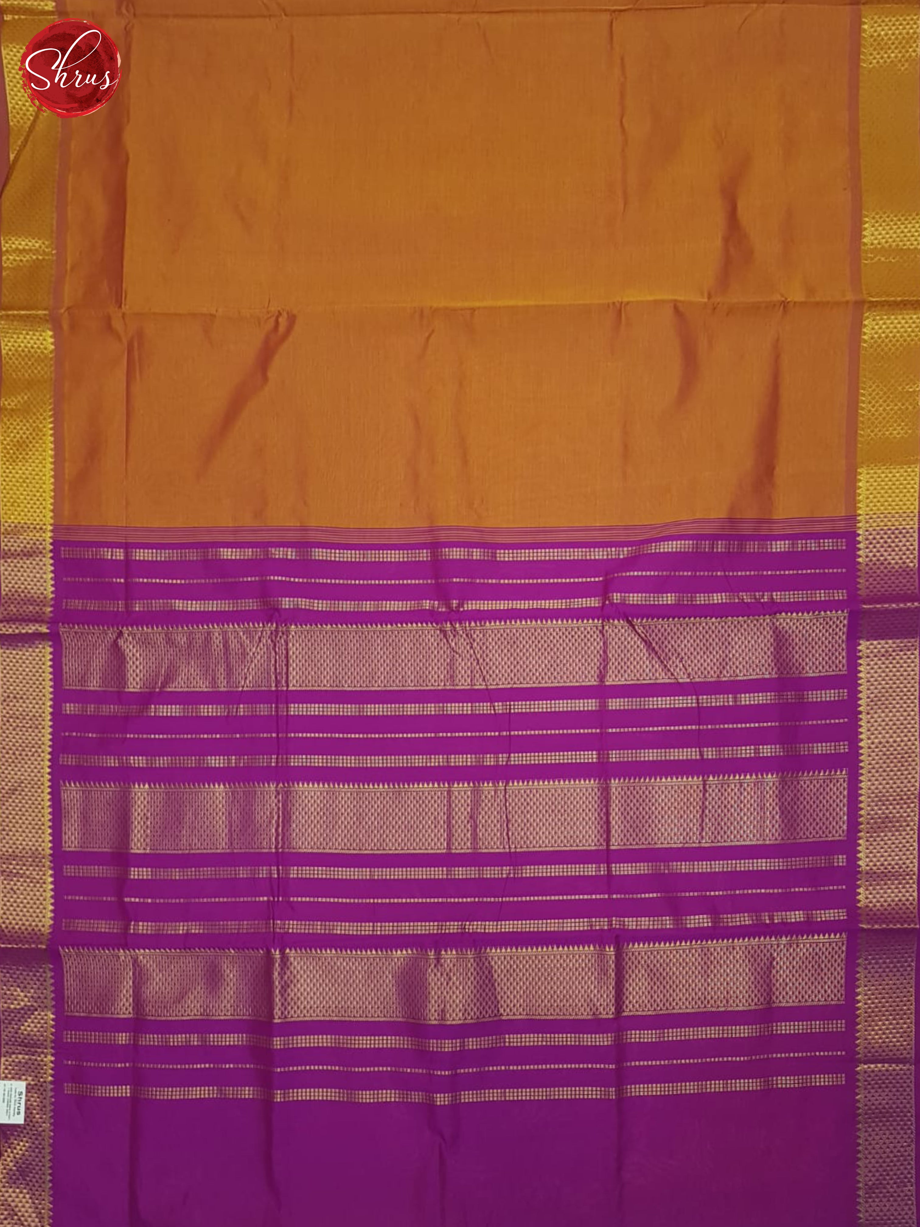 Orange And Purple- Kanchipuram Madisar Silk Saree(9 Yards) - Shop on ShrusEternity.com