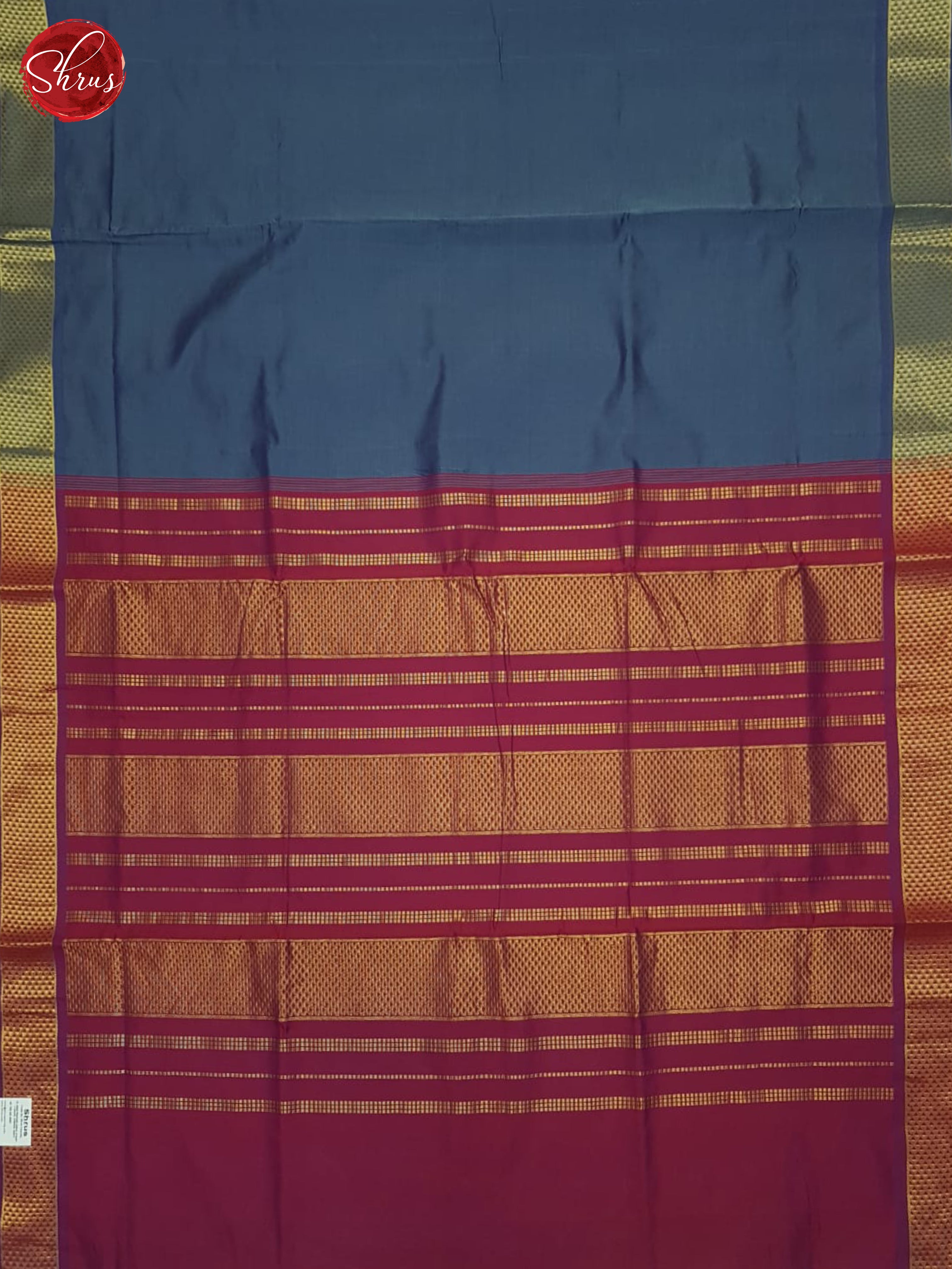 Grey And Maroon- Kanchipuram Madisar SIlk Saree(9 Yard) - Shop on ShrusEternity.com
