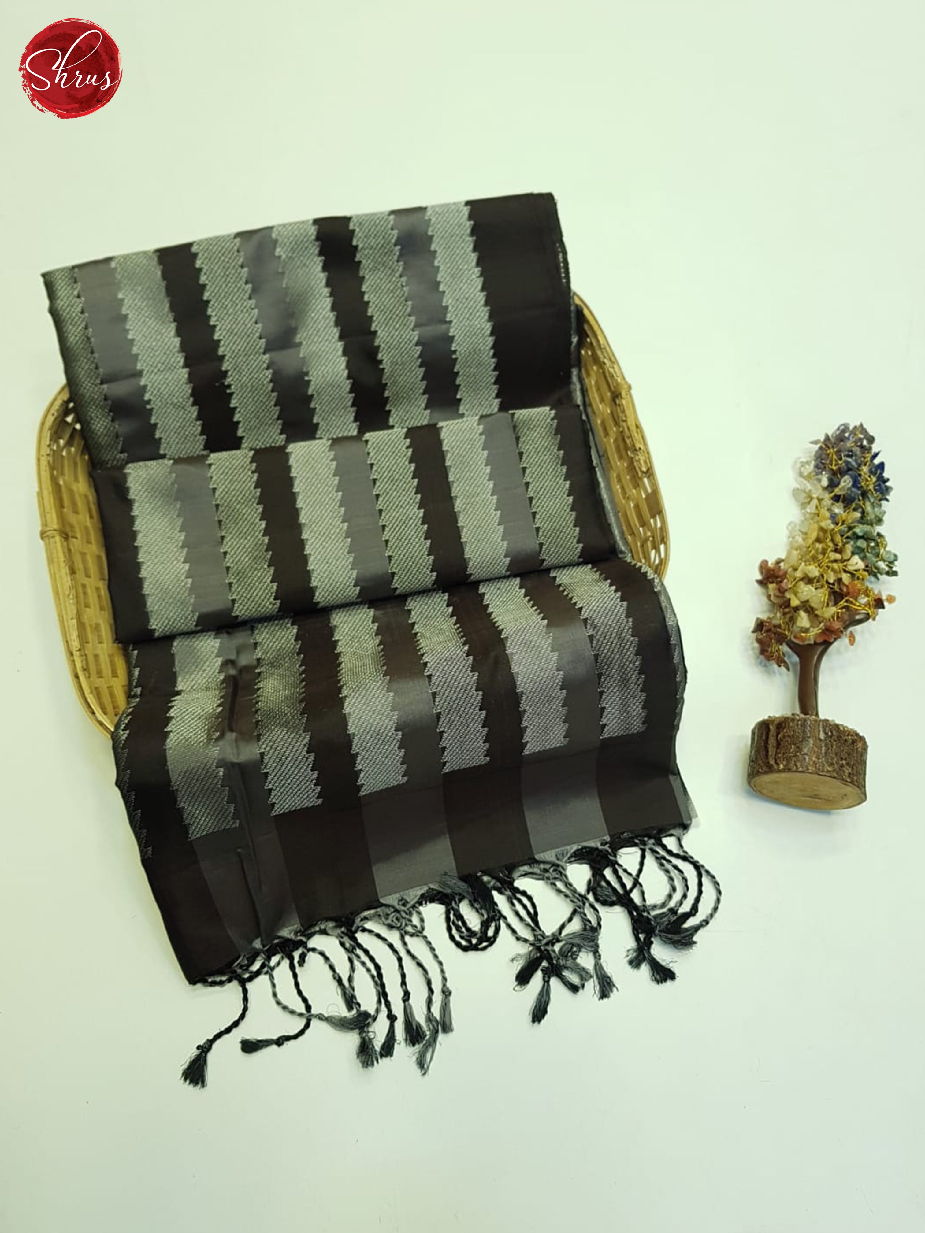 Grey And Black- Soft Silk Saree-1