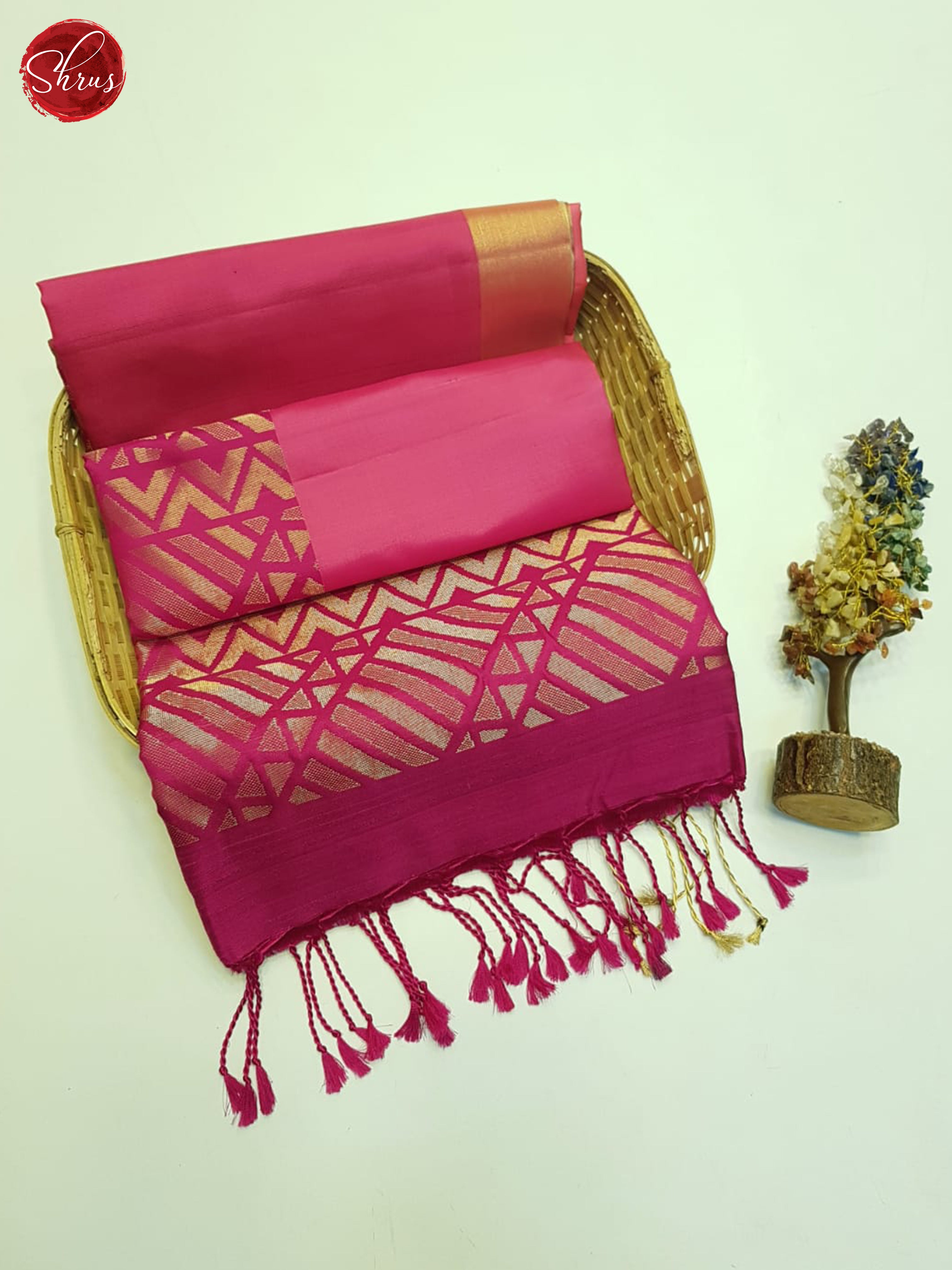 Peach And Pink- Soft Silk Saree - Shop on ShrusEternity.com